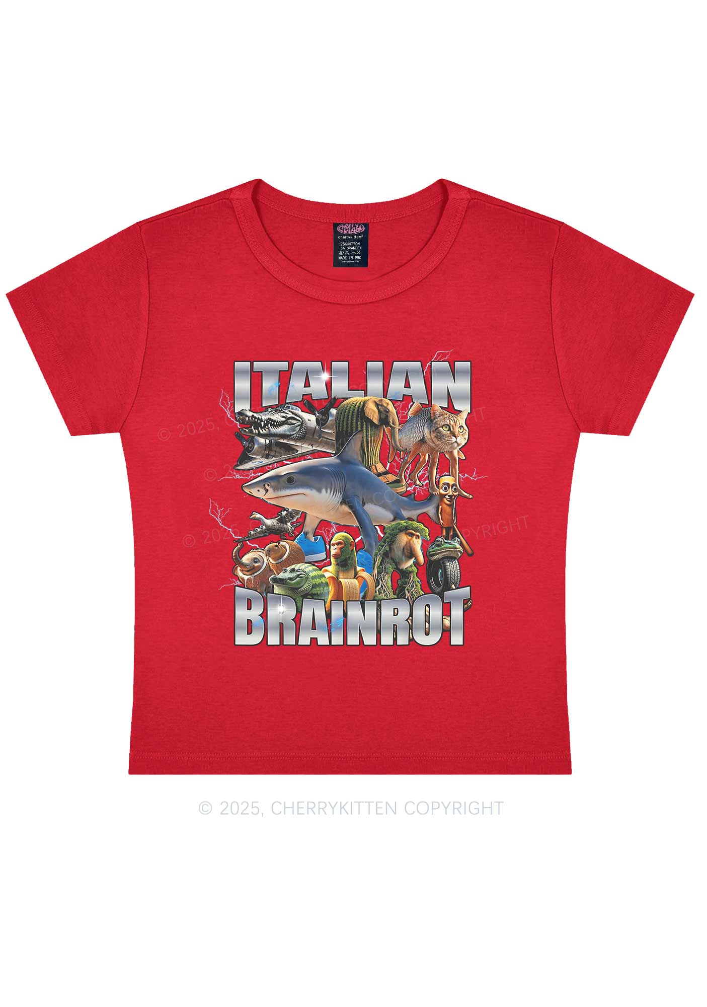 Italian Brainrot Collection Y2K Baby Tee Cherrykitten