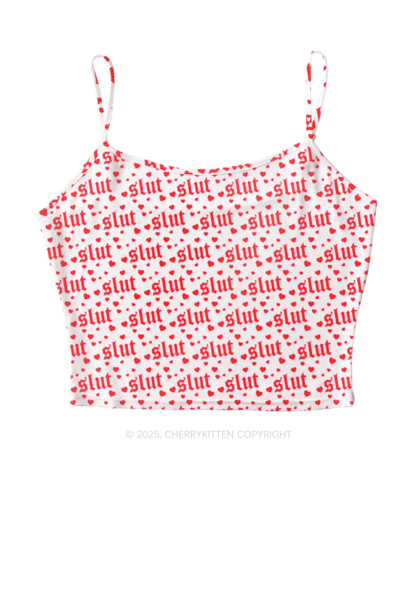 Slxt Red Heart Y2K Mesh Cami Tank Cherrykitten