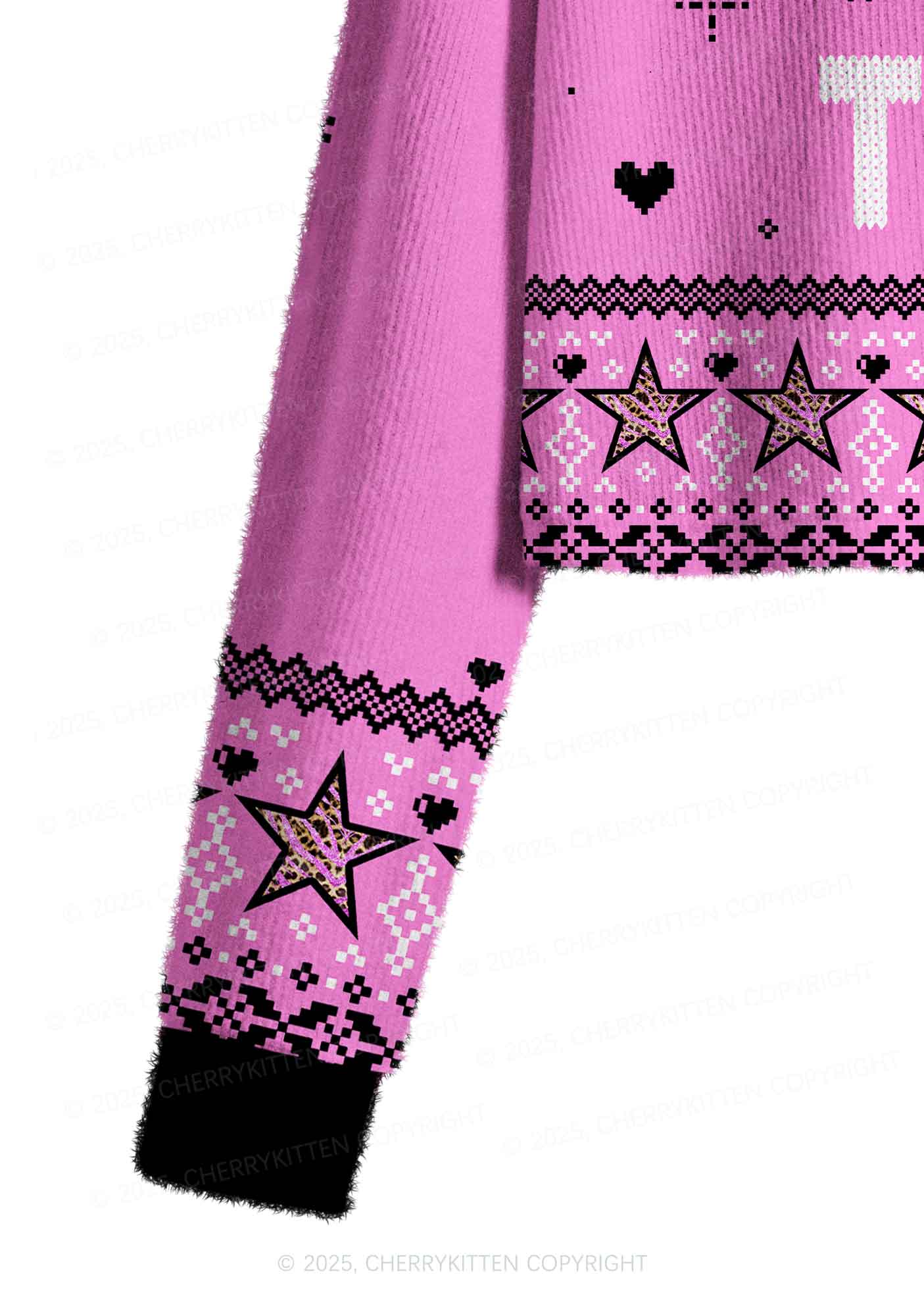 Tattoos Are Trashy Y2K Christmas Crop Knit Sweatshirt Cherrykitten