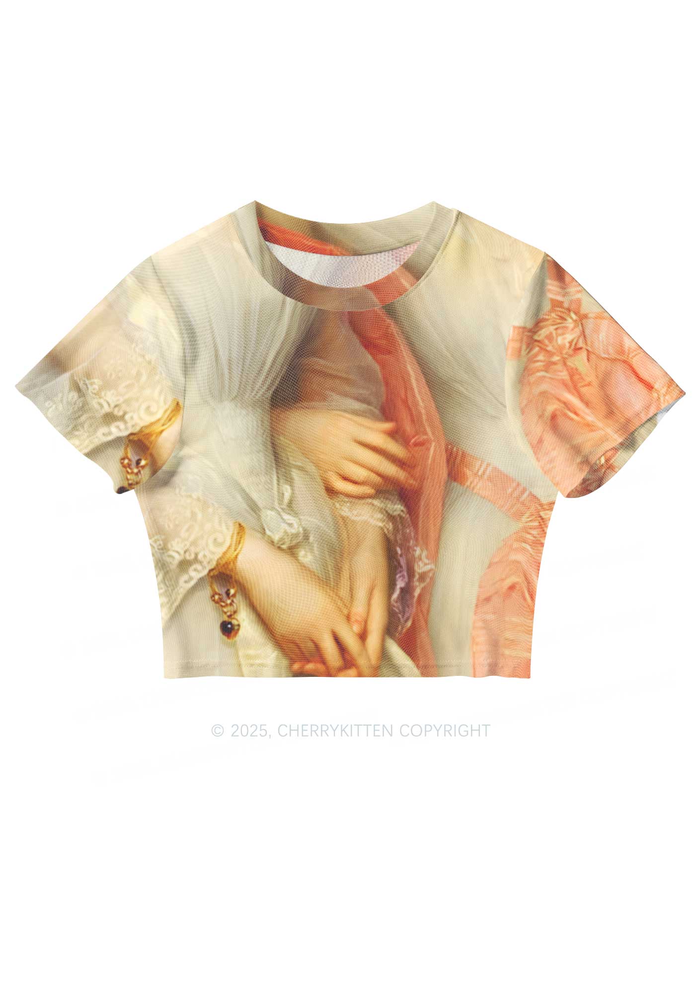 Sapphic Hands Pride Y2K Mesh Crop Top Cherrykitten