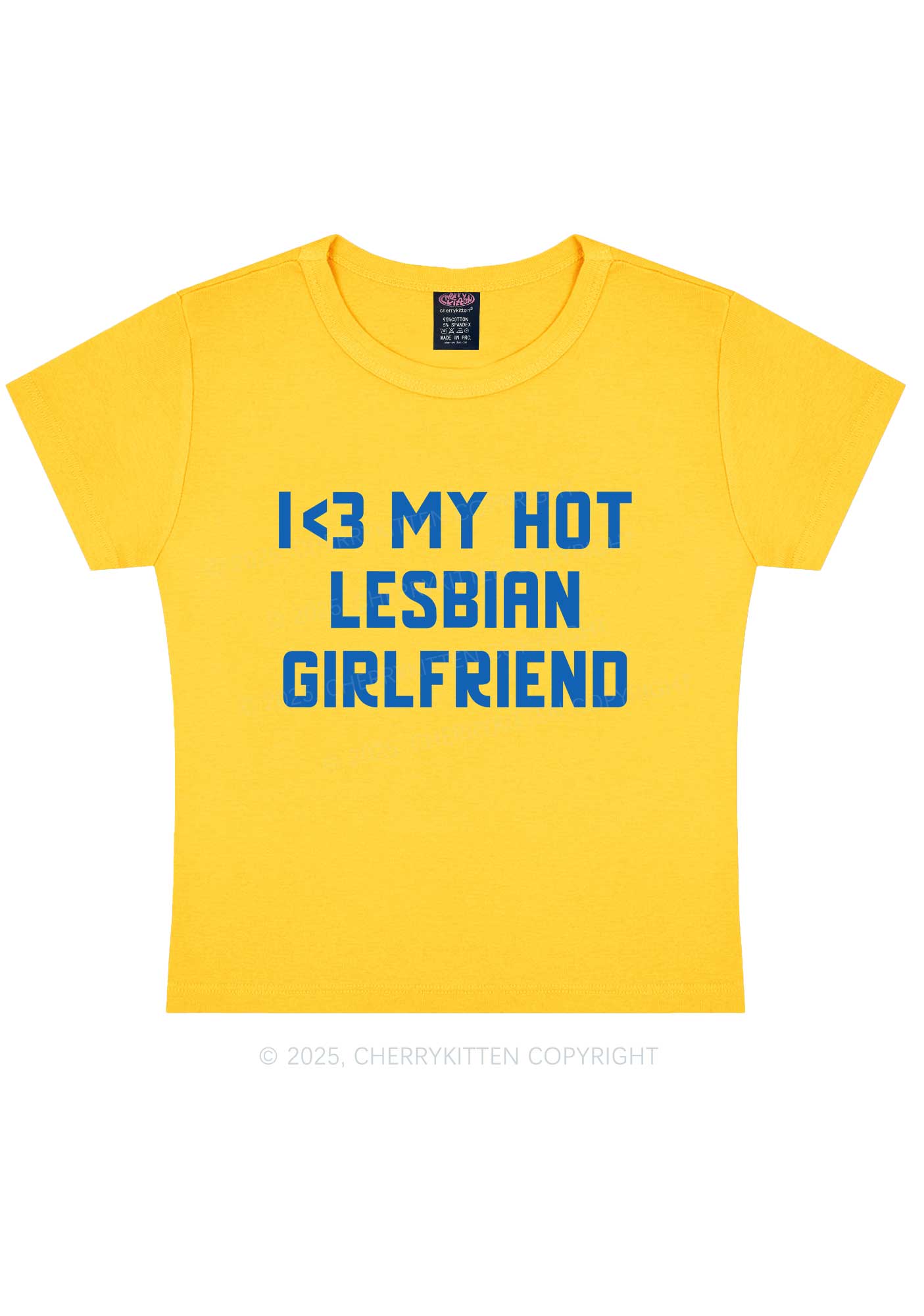 My Hot Lesbian GF Pride Y2K Baby Tee Cherrykitten