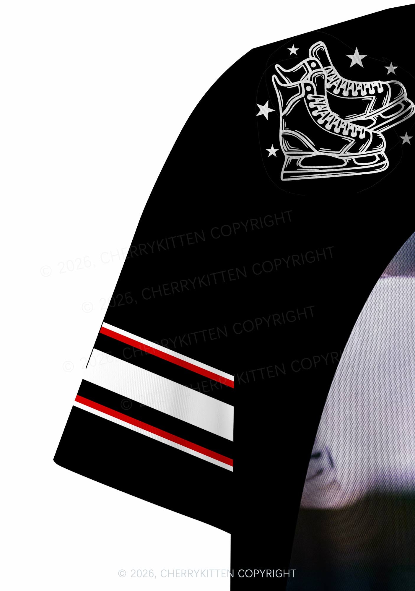 Black Hockey Match HR Y2K Crop Sport Jersey Shirts Cherrykitten