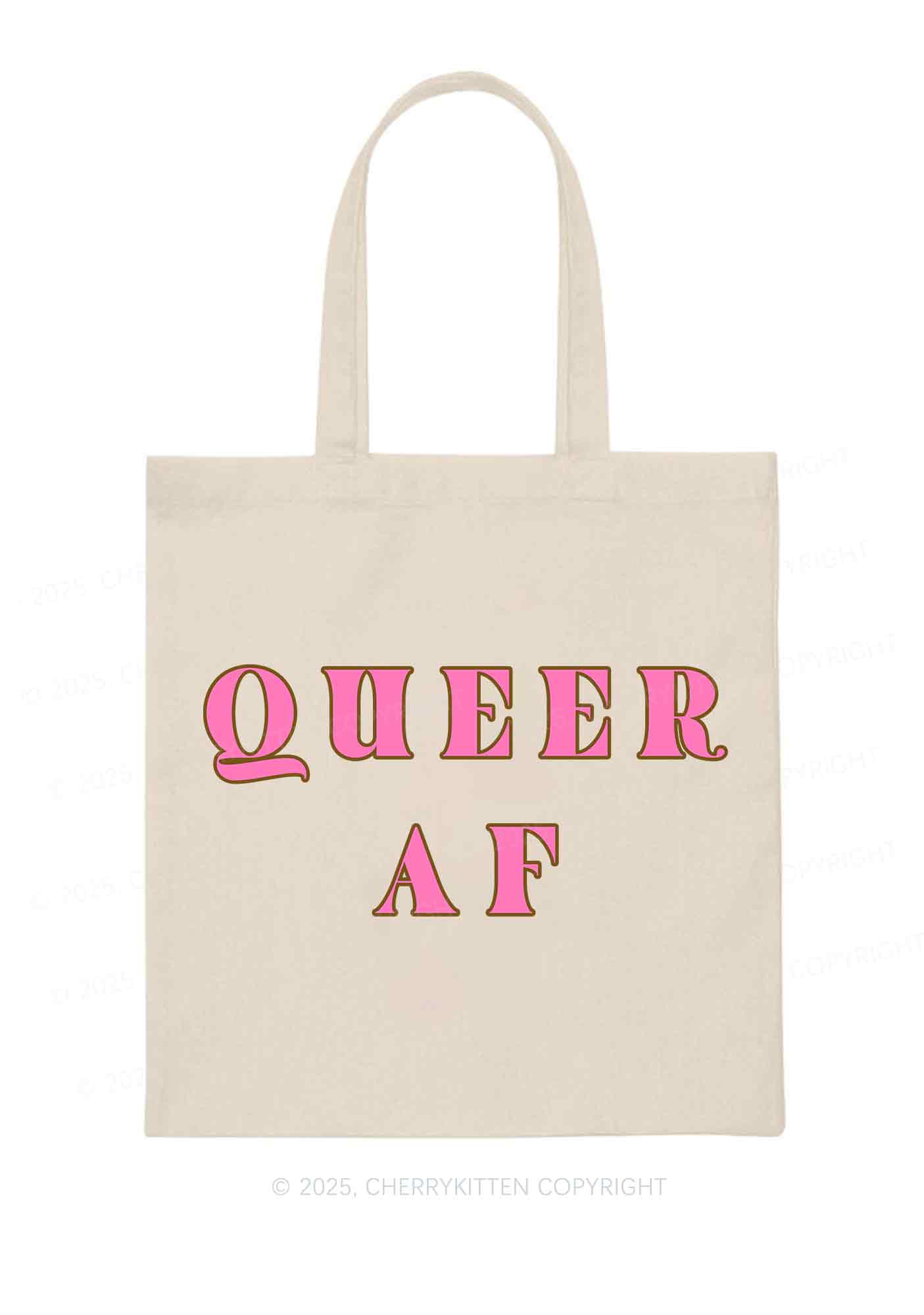 Queer AF Pride Y2K Canvas Tote Bag Cherrykitten