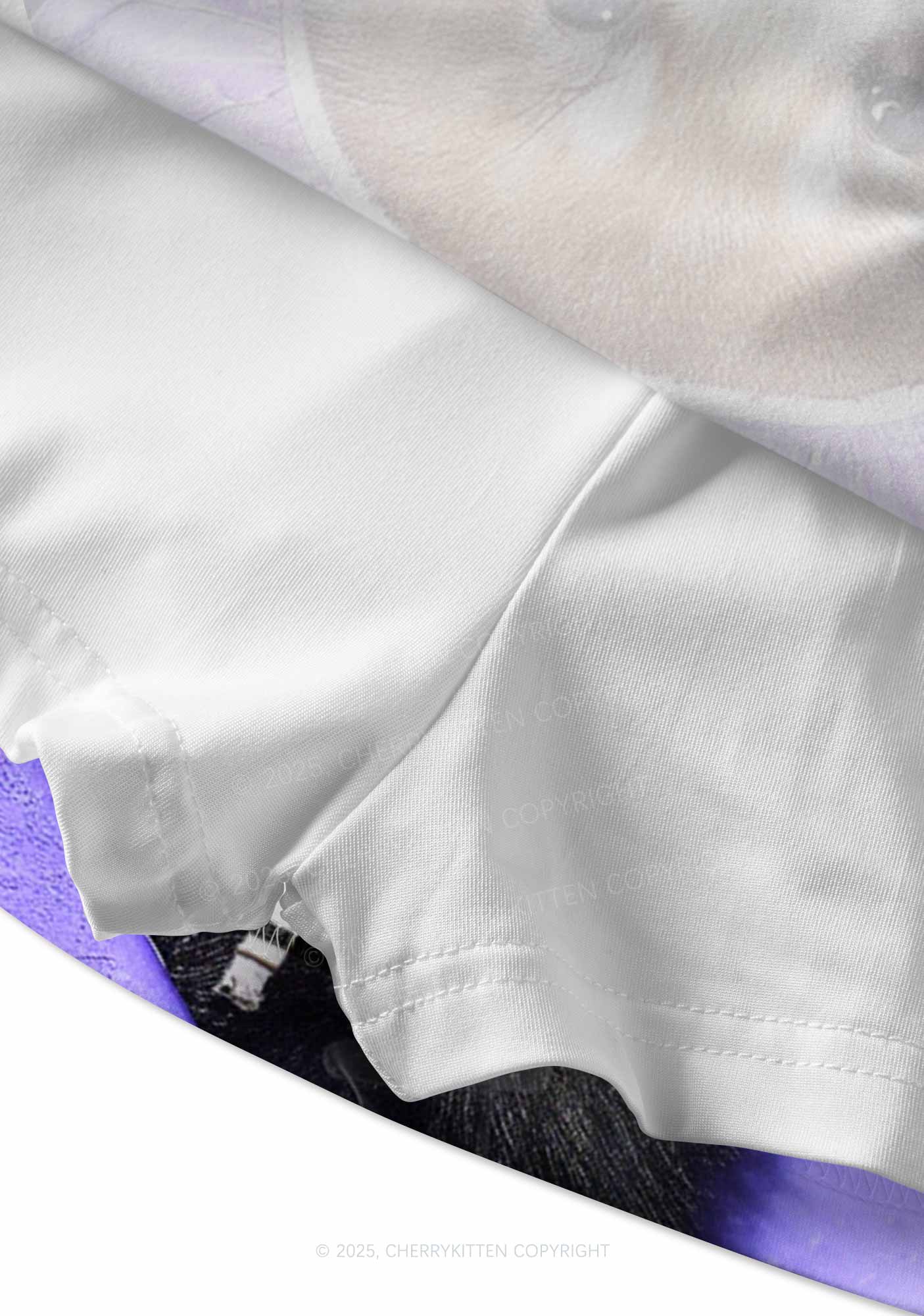 Purple Bath Smoking Raccoon Y2K Print Mini Skirt Cherrykitten
