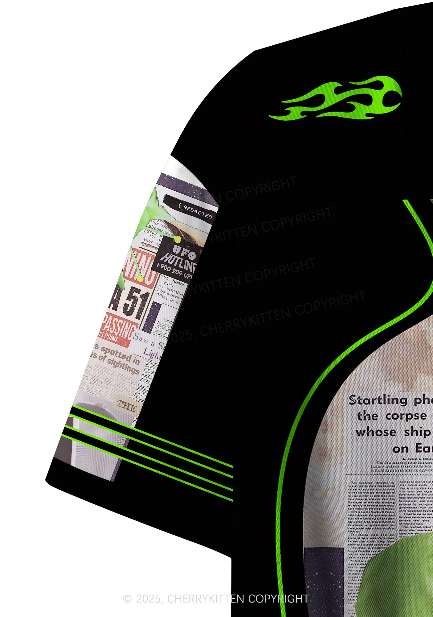 Custom Green Alien Kitten Y2K Crop Sport Jersey Shirts Cherrykitten