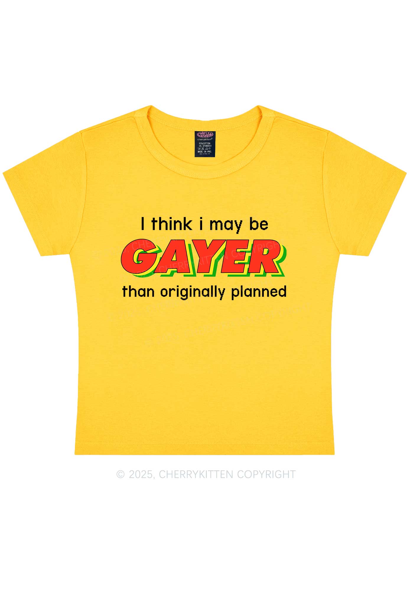 I May Be Gayer Pride Y2K Baby Tee Cherrykitten