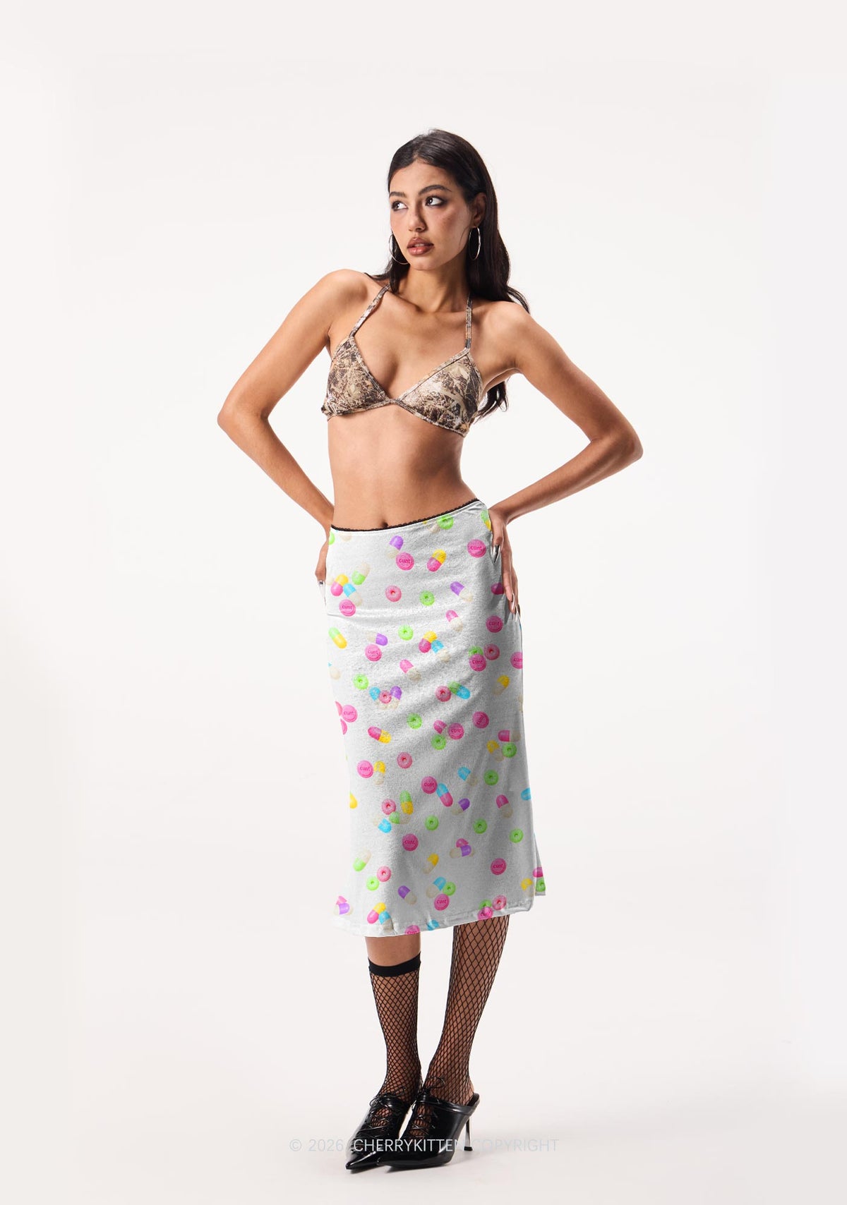 Cxxt Candy Capsule Y2K Print Midi Skirt Cherrykitten