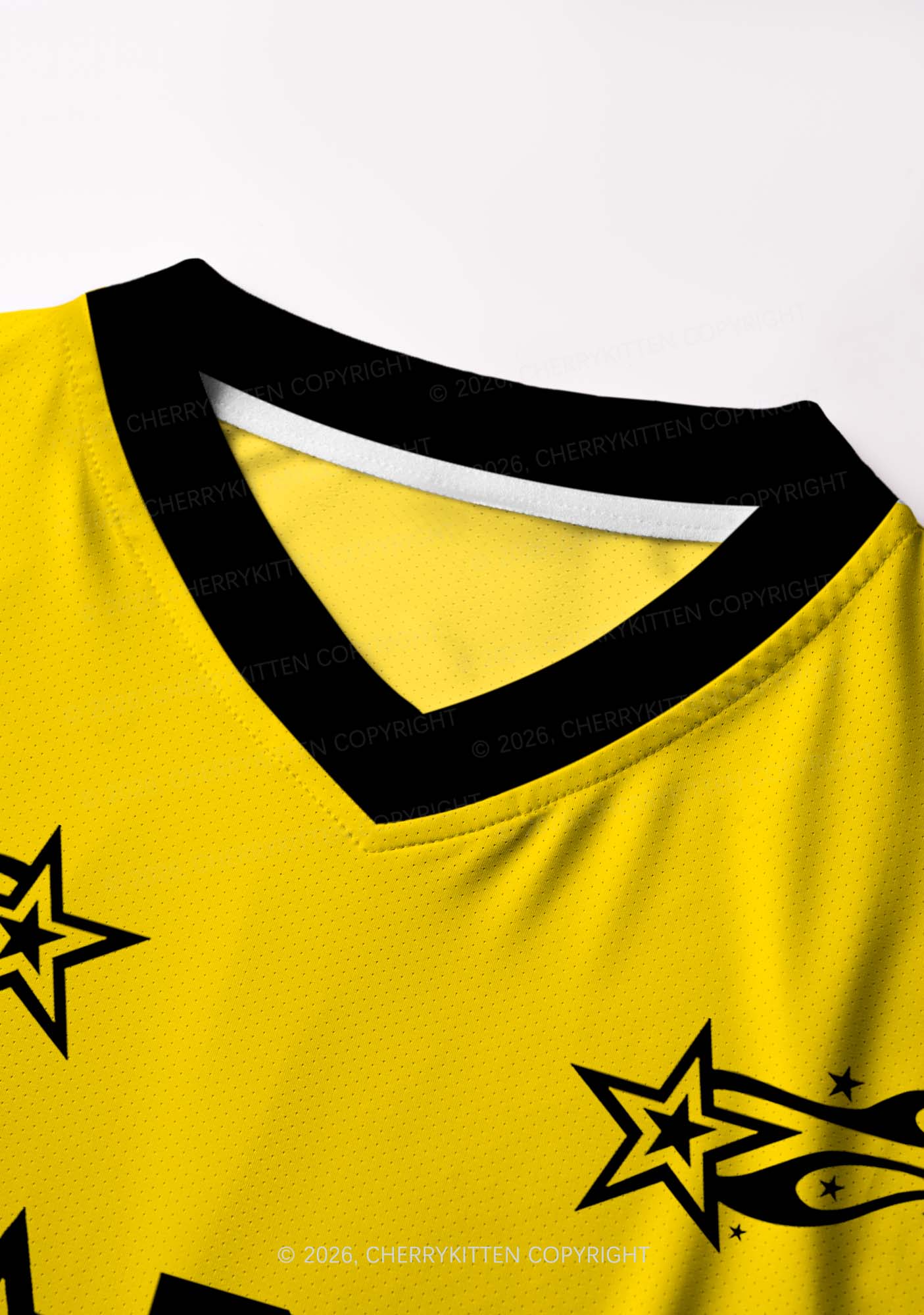 Yellow Stargirl Y2K Crop Football Jersey Shirts Cherrykitten
