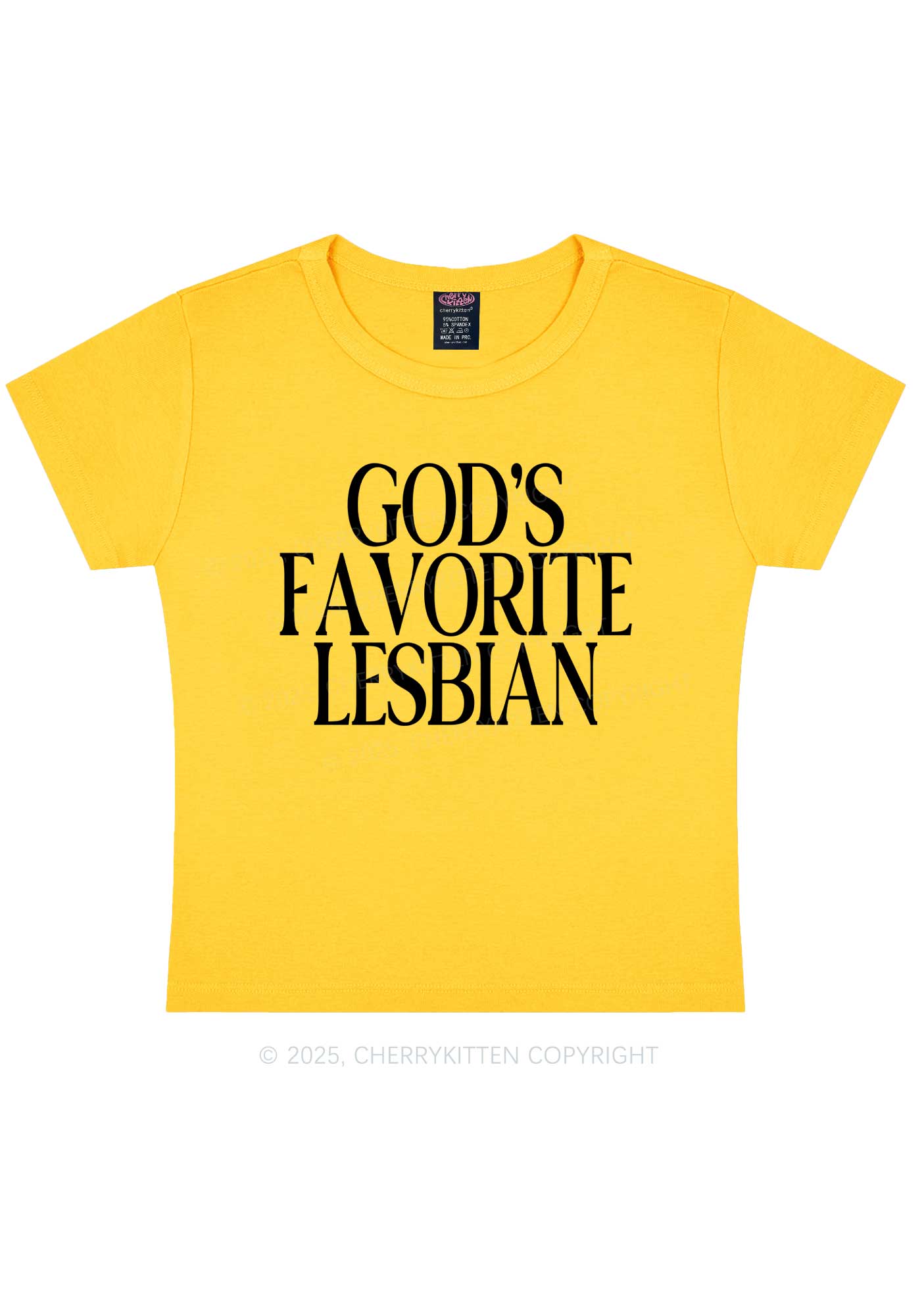 Gods Favorite Lesbian Pride Y2K Baby Tee Cherrykitten