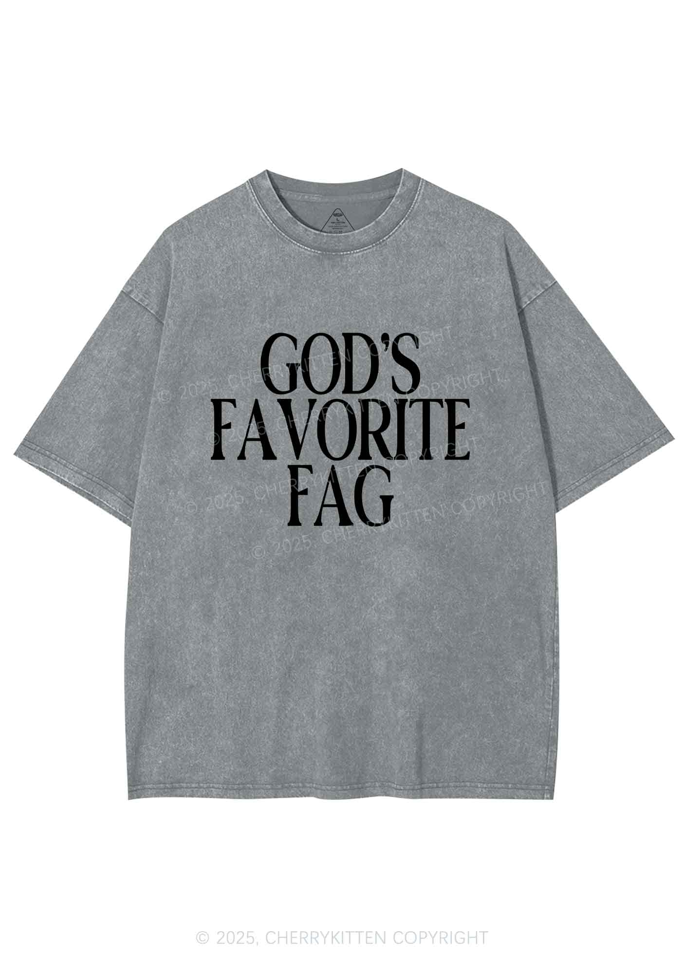 Gods Favorite Fag Pride Y2K Shirts Washed Tee Cherrykitten