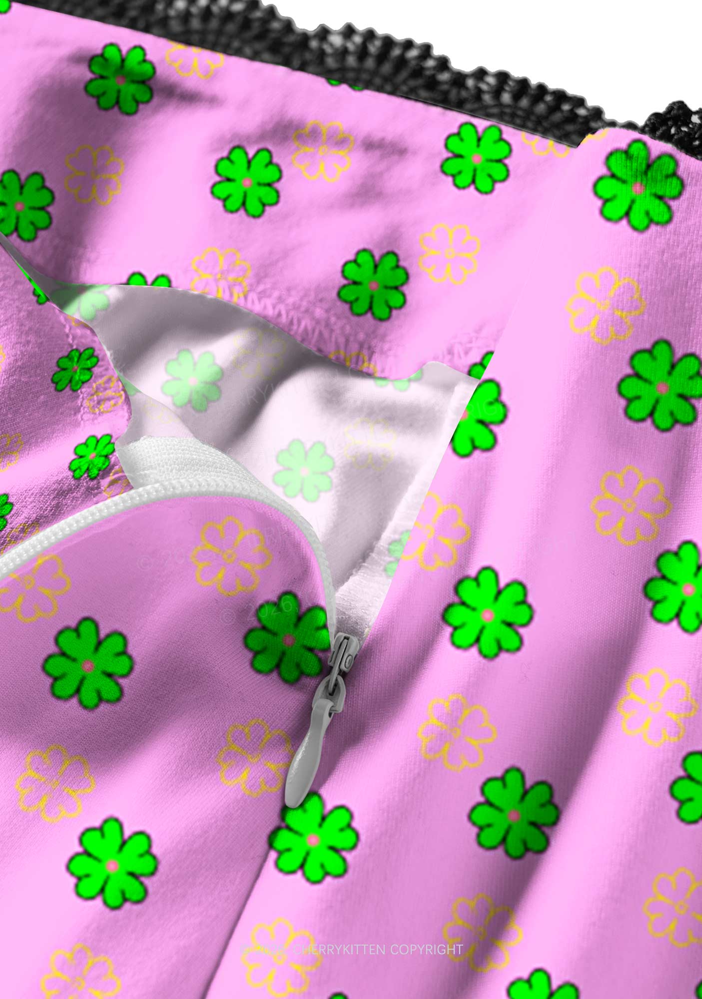 Clover On Pink St Patricks Y2K Print Midi Skirt Cherrykitten