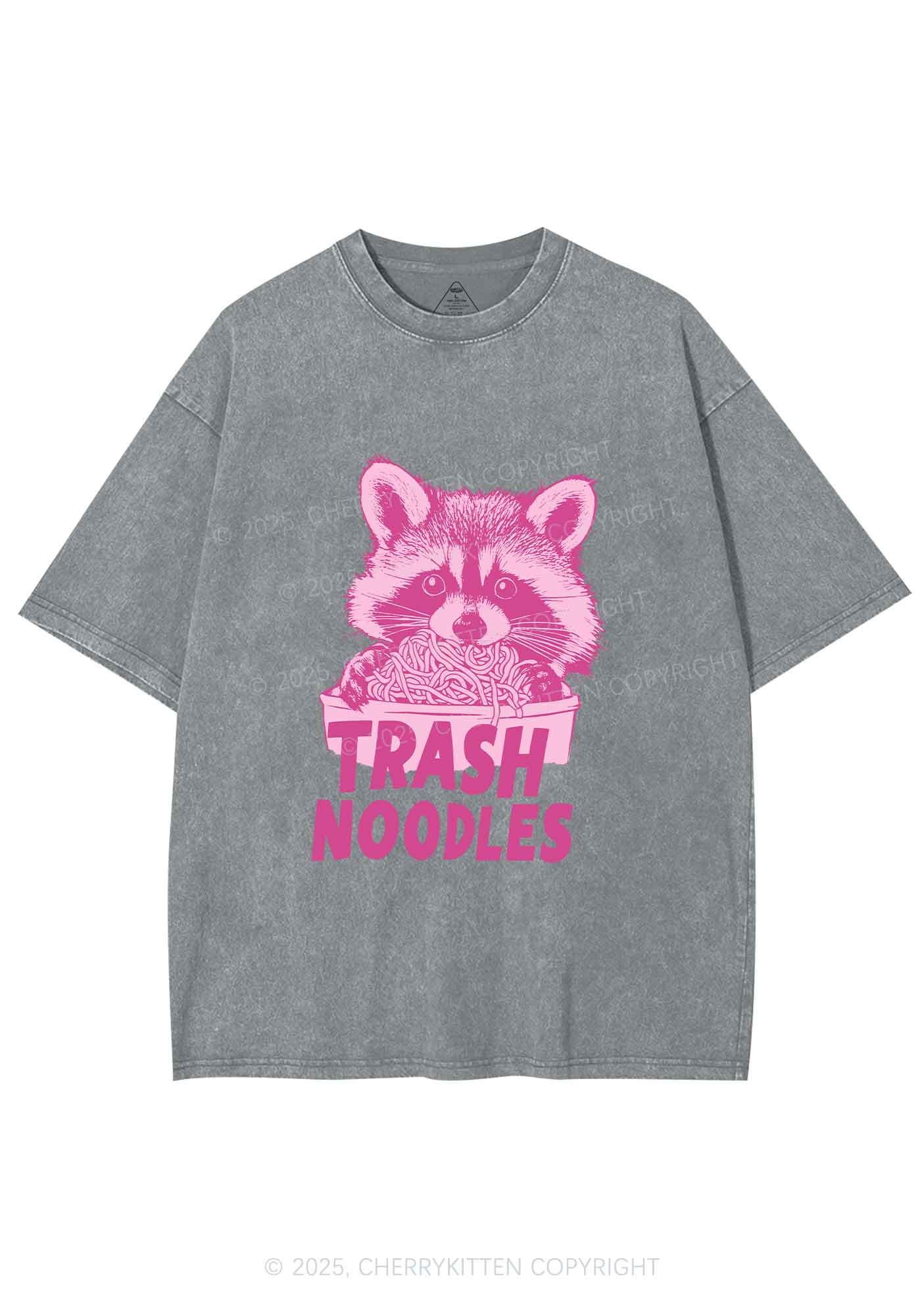 Raccoon Trash Noodles Y2K Shirts Washed Tee Cherrykitten