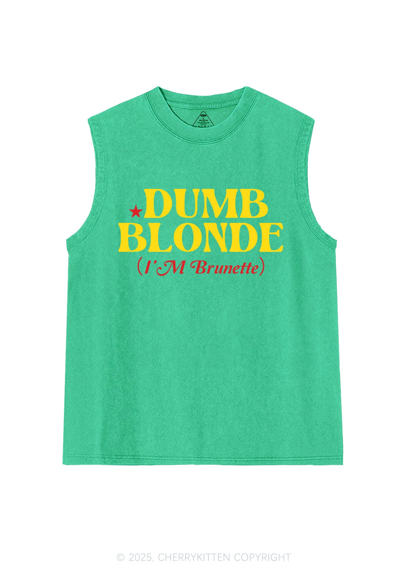 Dumb Blonde Brunette Y2K Washed Muscle Tank Cherrykitten