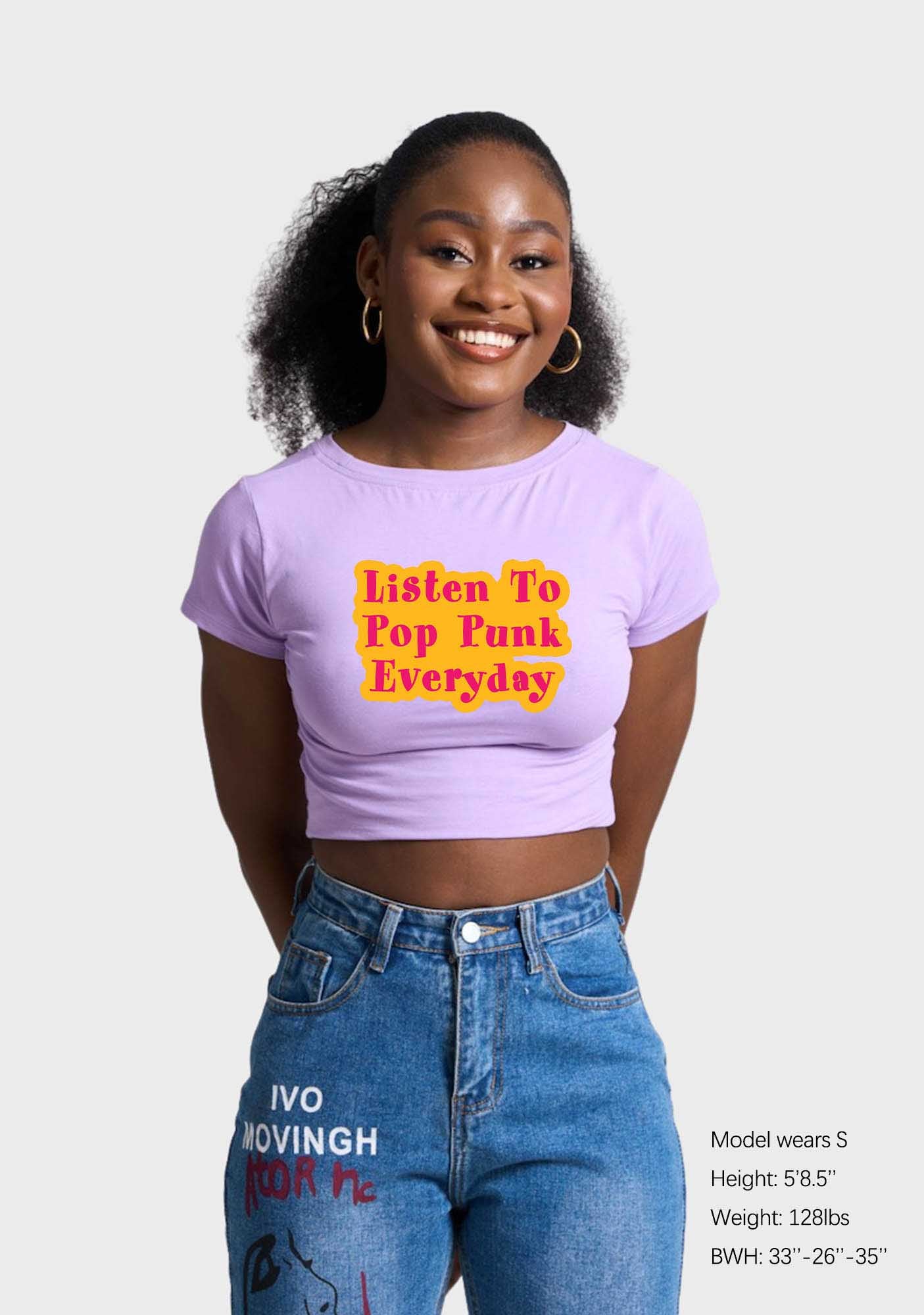 Listen To Pop Punk Everyday Y2K Baby Tee