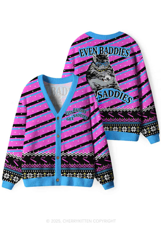 Even Baddies Get Saddies Y2K Christmas Cardigan Knit Sweatshirt Cherrykitten