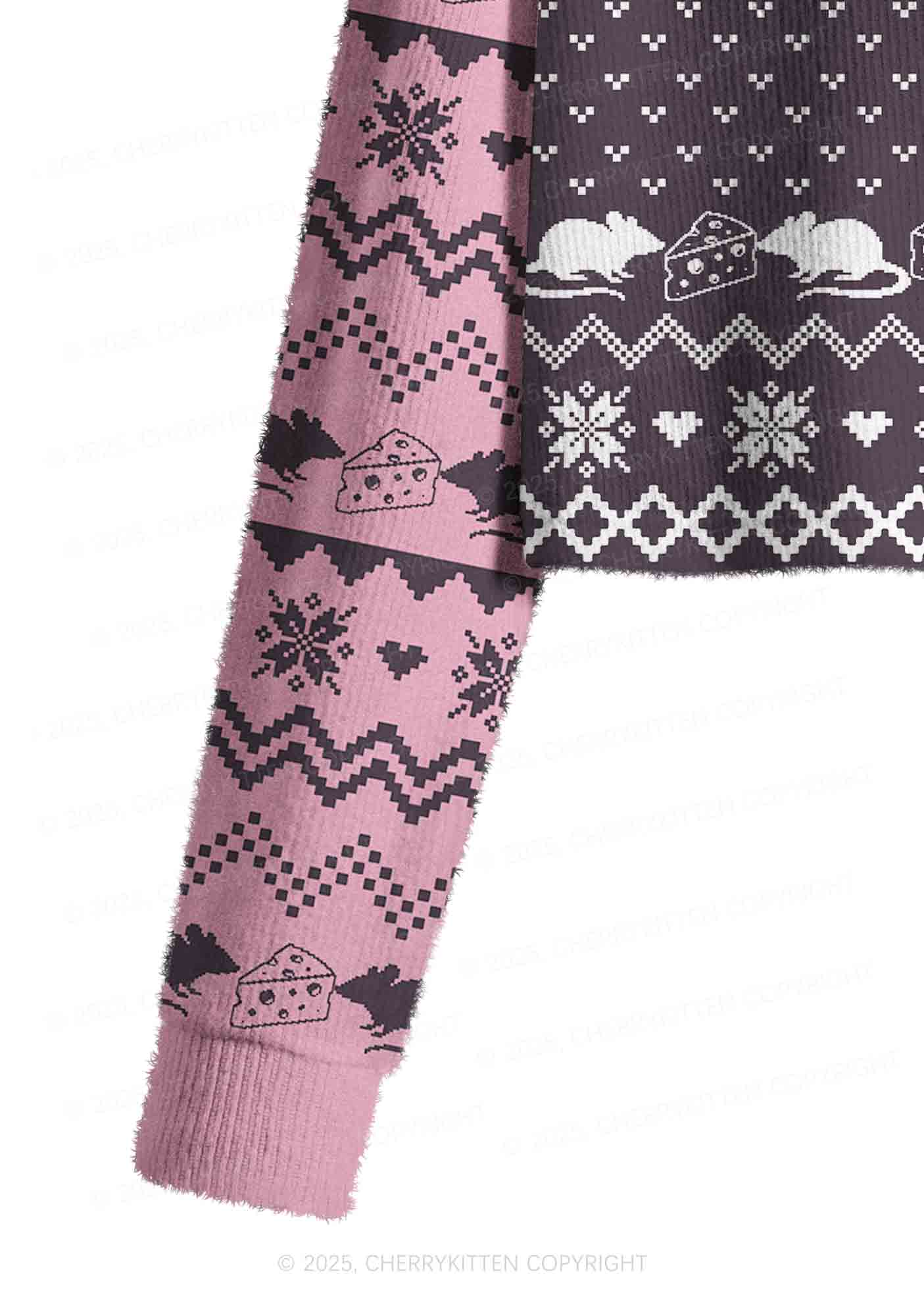 Pink Ratz Y2K Christmas Crop Knit Sweatshirt Cherrykitten