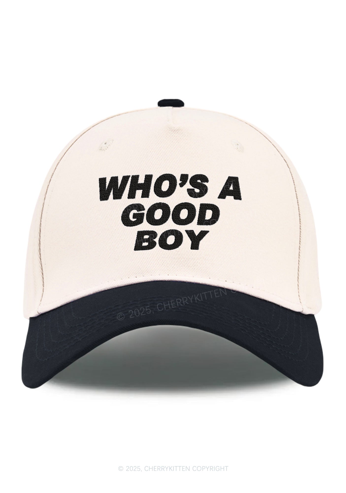 Embroidered Whos A Good Boy Y2K Color Block Baseball Cap Cherrykitten