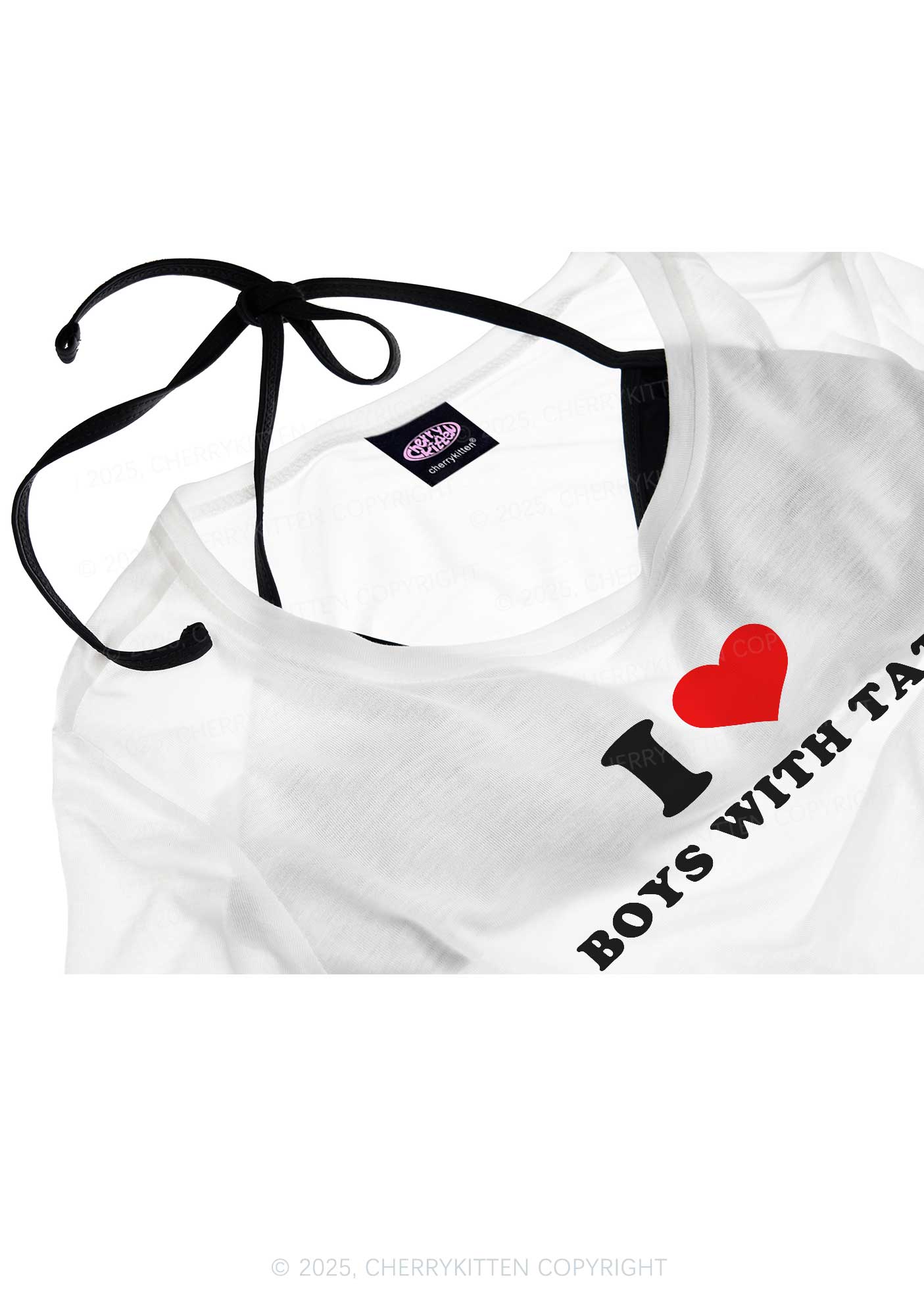 I Love Boys With Tats Y2K Sheer Boyfriend Tee Cherrykitten
