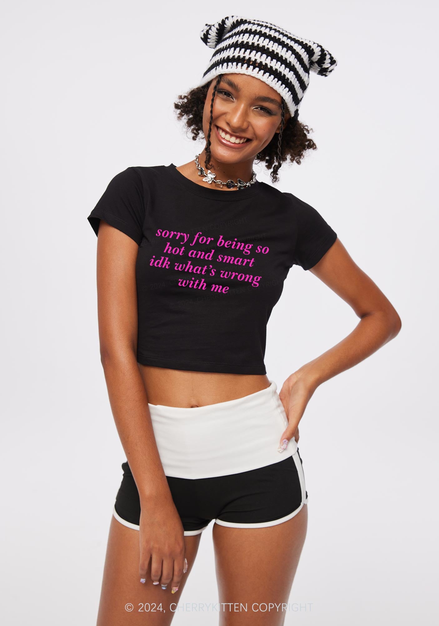 Sorry For Being So Smart Y2K Baby Tee Cherrykitten