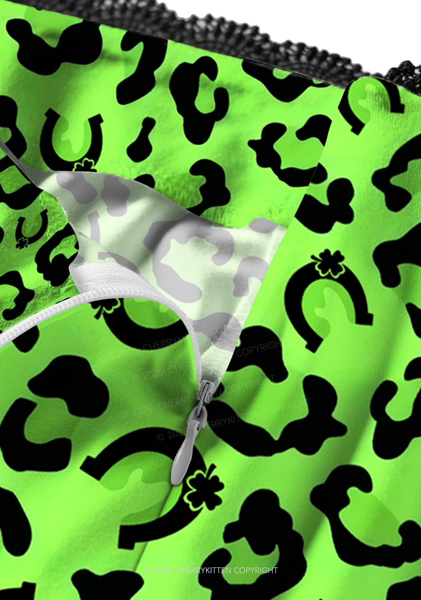 Fluorescent Green Leopard St Patricks Y2K Print Midi Skirt Cherrykitten