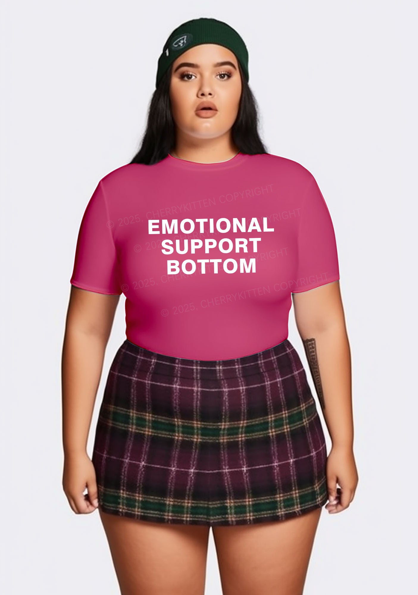 Curvy Emotional Support Bottom Pride Y2K Baby Tee Cherrykitten