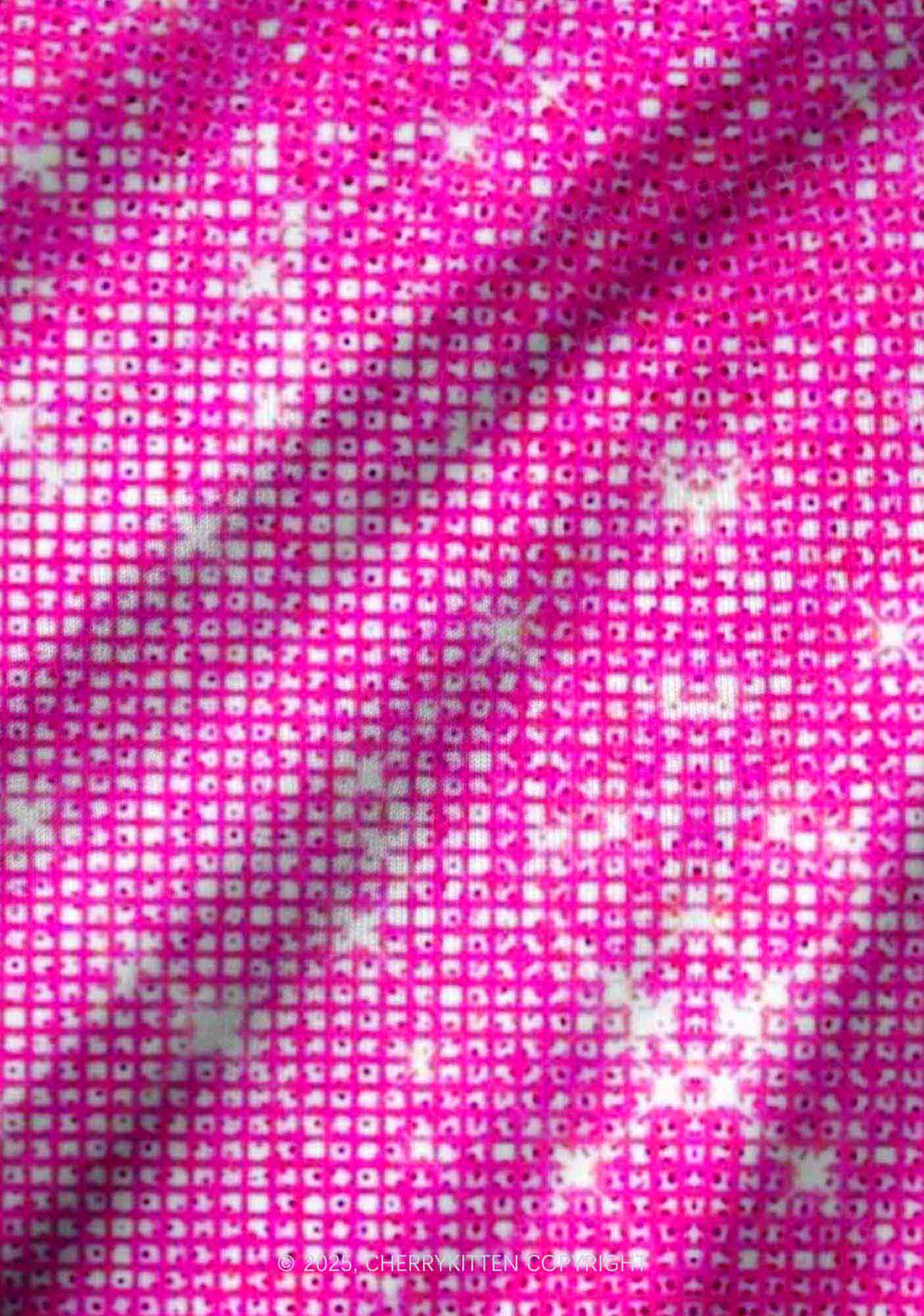 Shiny Pink Y2K Print Long Sleeve Pajama Set Cherrykitten