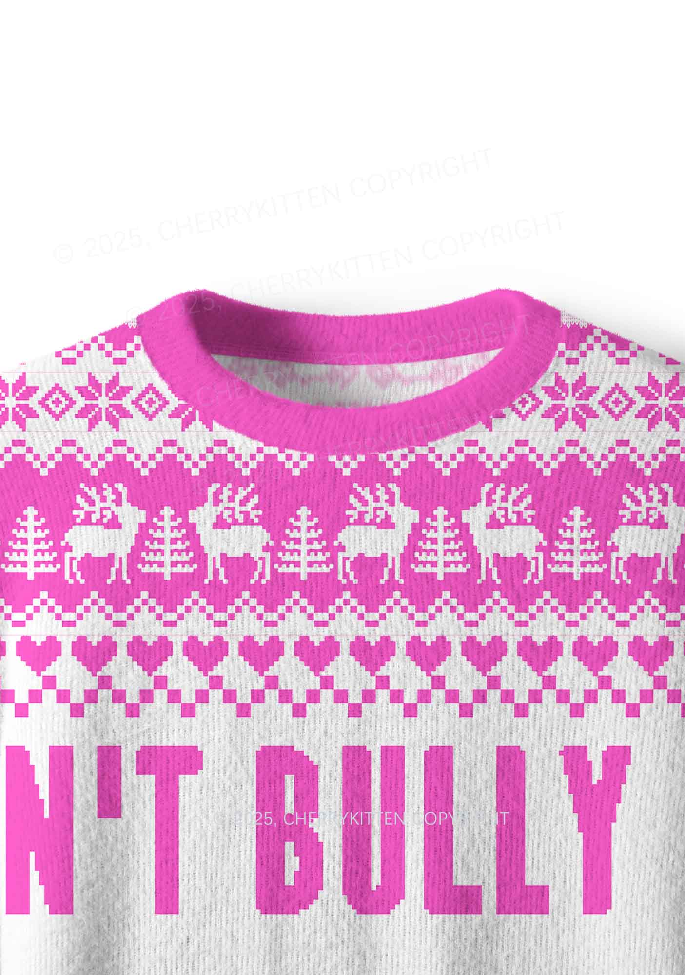 Pink Dont Bully Me Y2K Christmas Knit Sweatshirt Cherrykitten