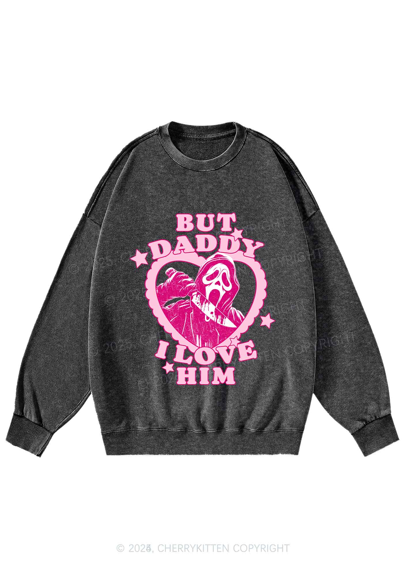 Halloween Daddy Love Horror Y2K Washed Sweatshirts Cherrykitten