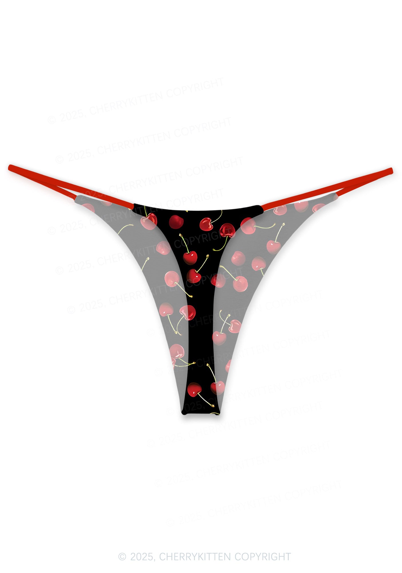 Black Cherry Valentine's Day Y2K Print Couples Thong Set Cherrykitten