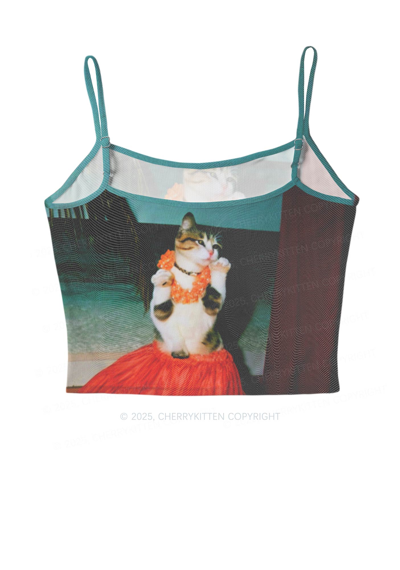Dancing Cat Y2K Mesh Cami Tank Cherrykitten