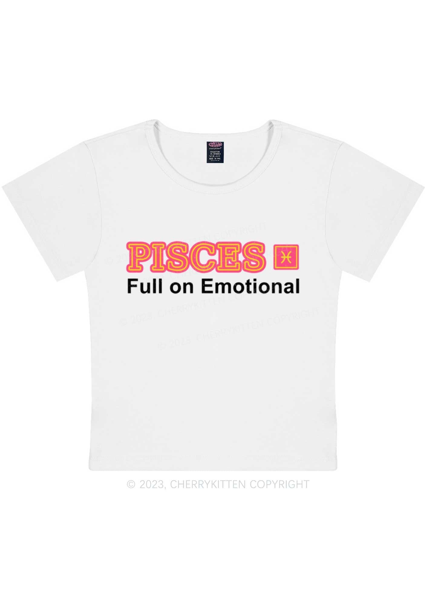 Curvy Pisces Full On Emotional Y2K Baby Tee Cherrykitten