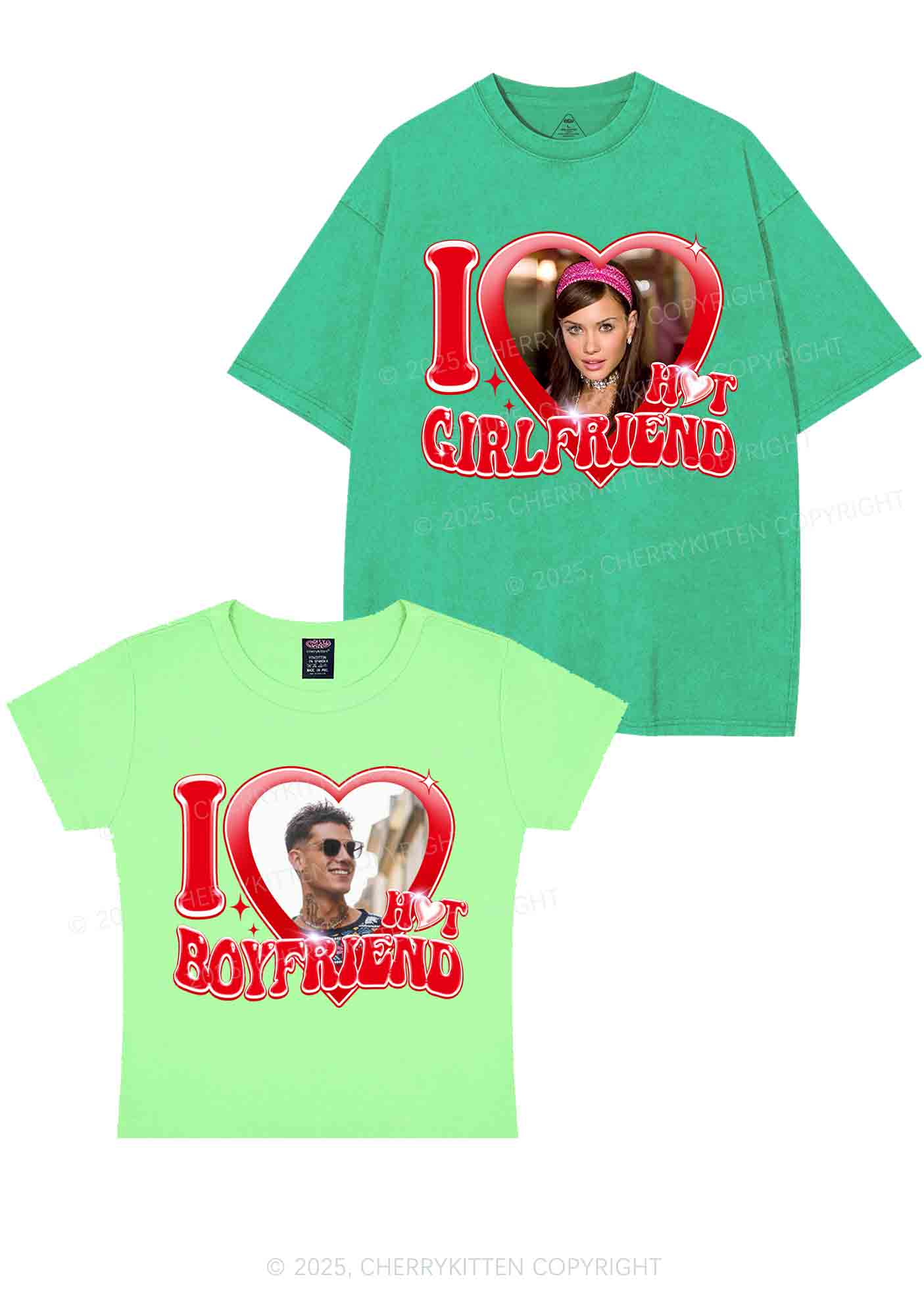 Custom I Love My Hot GF BF Y2K Valentine's Day Couple Shirt Cherrykitten