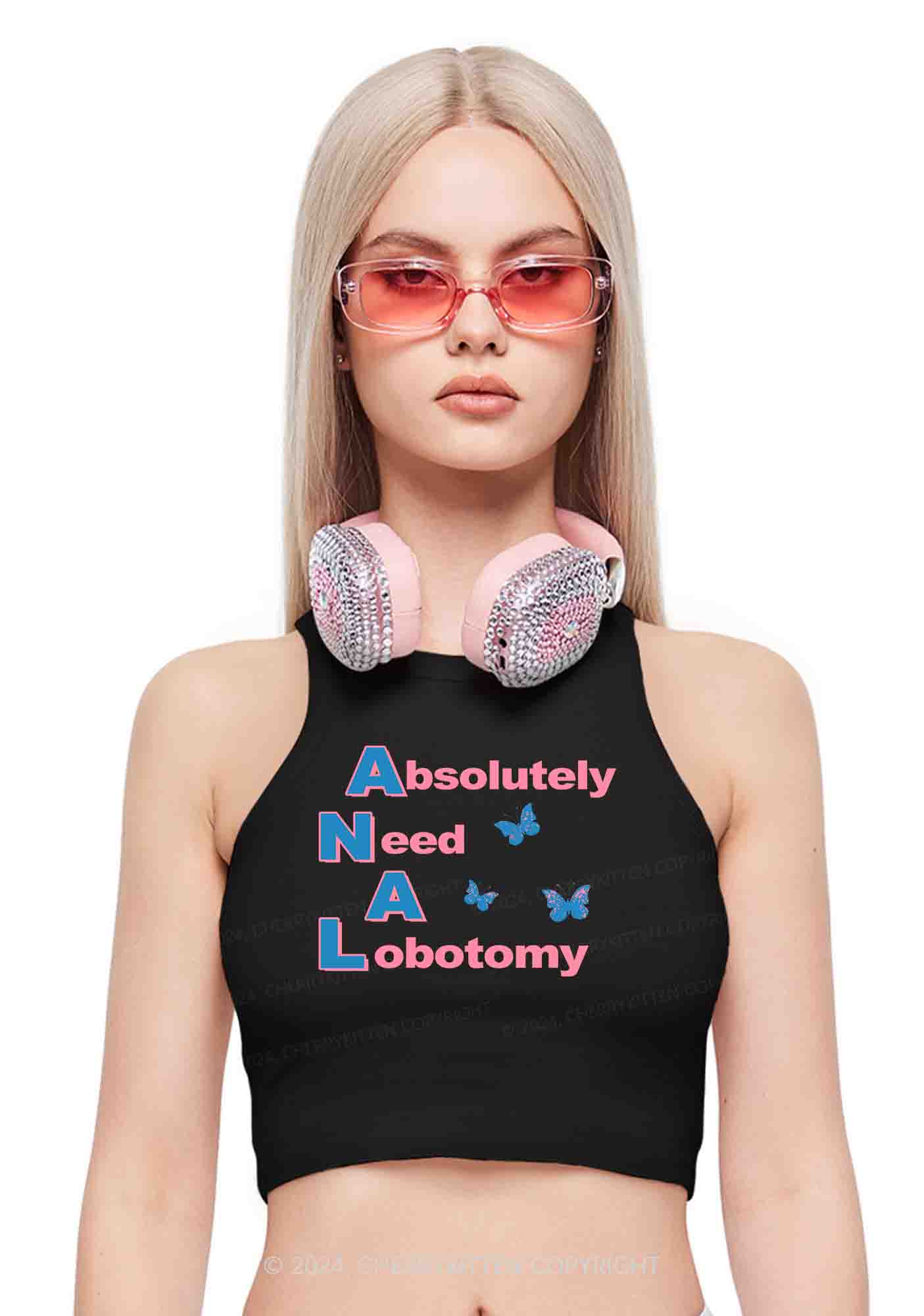 Absolutely Need A Lobotomy Y2K Crop Tank Top Cherrykitten
