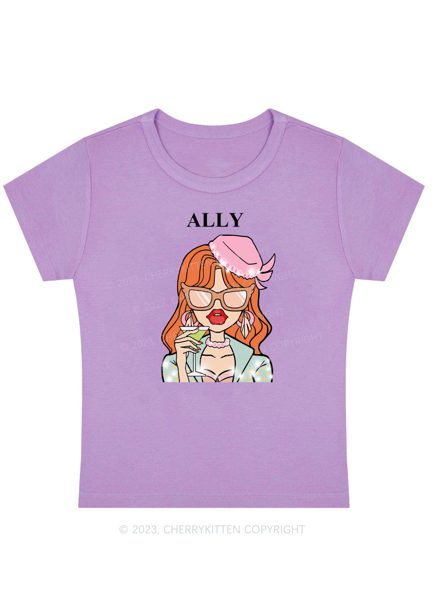 Custom Girly Portrait Y2K Baby Tee Cherrykitten