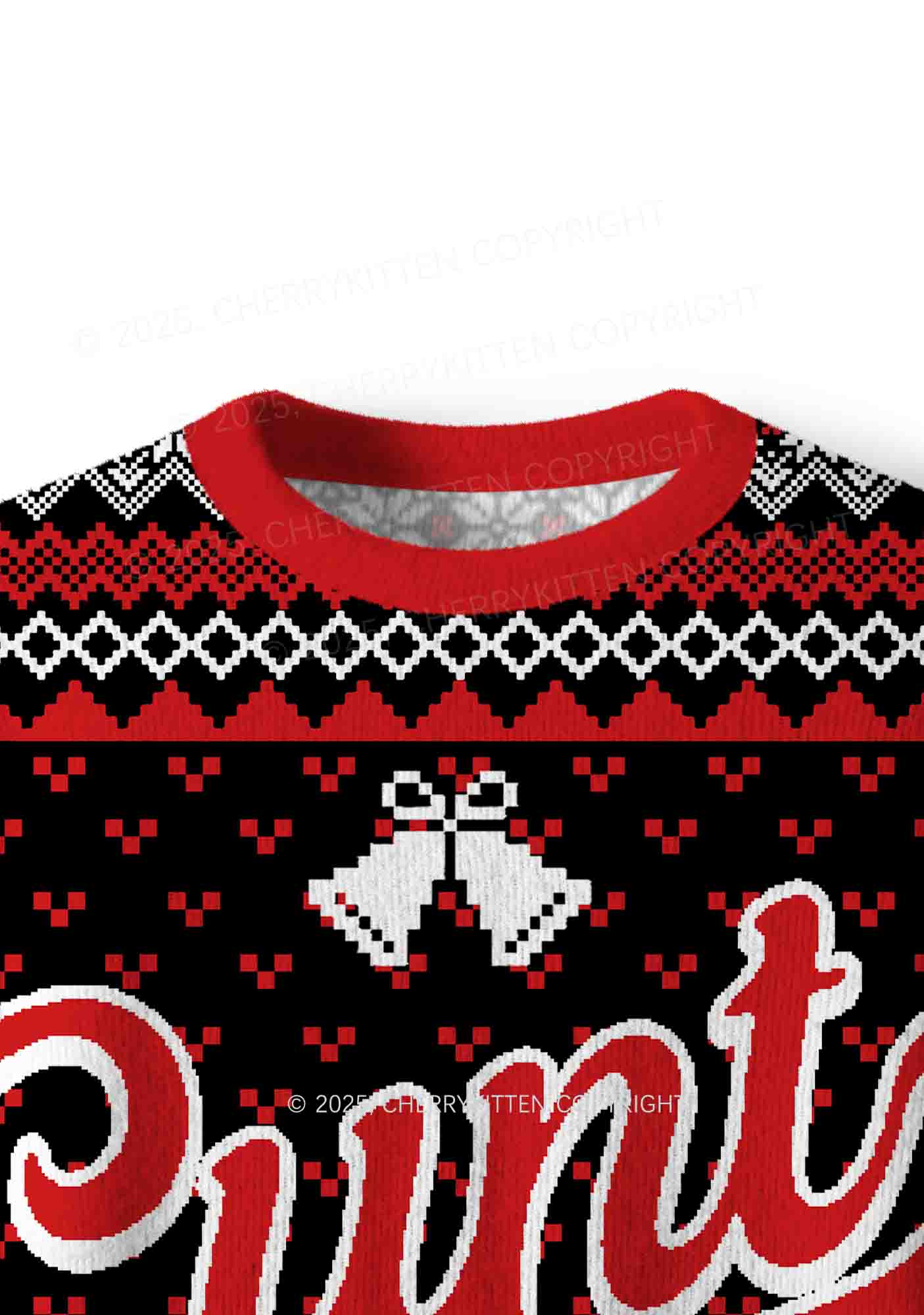 Red Cxxt Star Y2K Christmas Knit Sweatshirt Cherrykitten