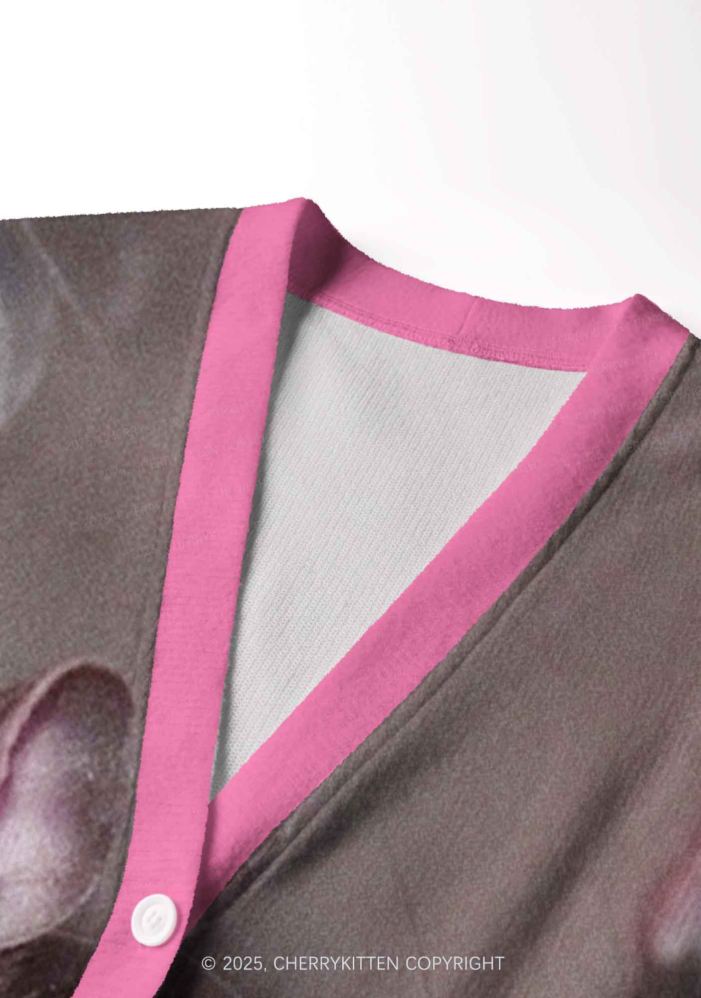 Pink Smoking Rats Y2K Christmas Cardigan Knit Sweatshirt Cherrykitten