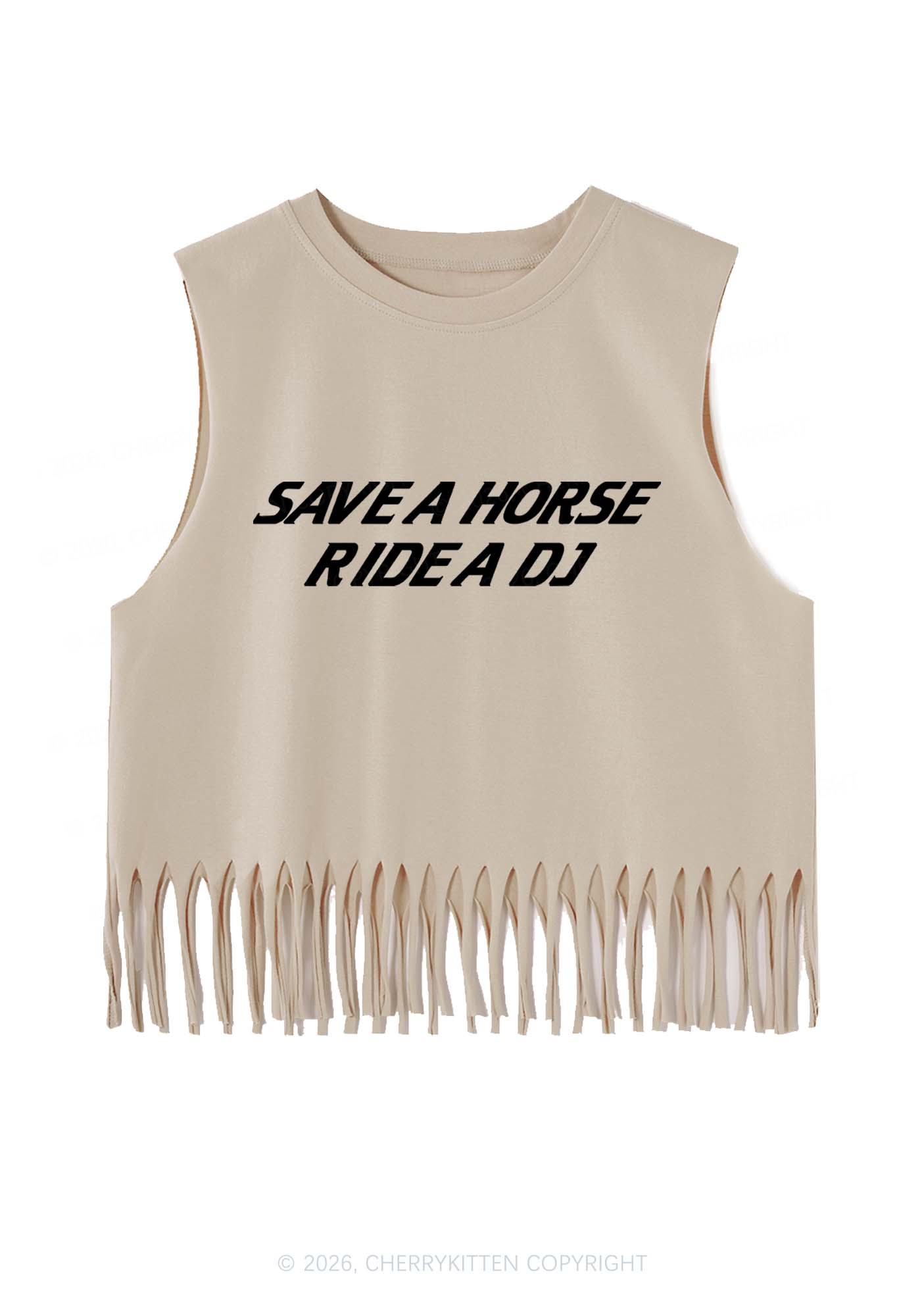 Save Horse Ride DJ Y2K Fringe Tank Top Cherrykitten