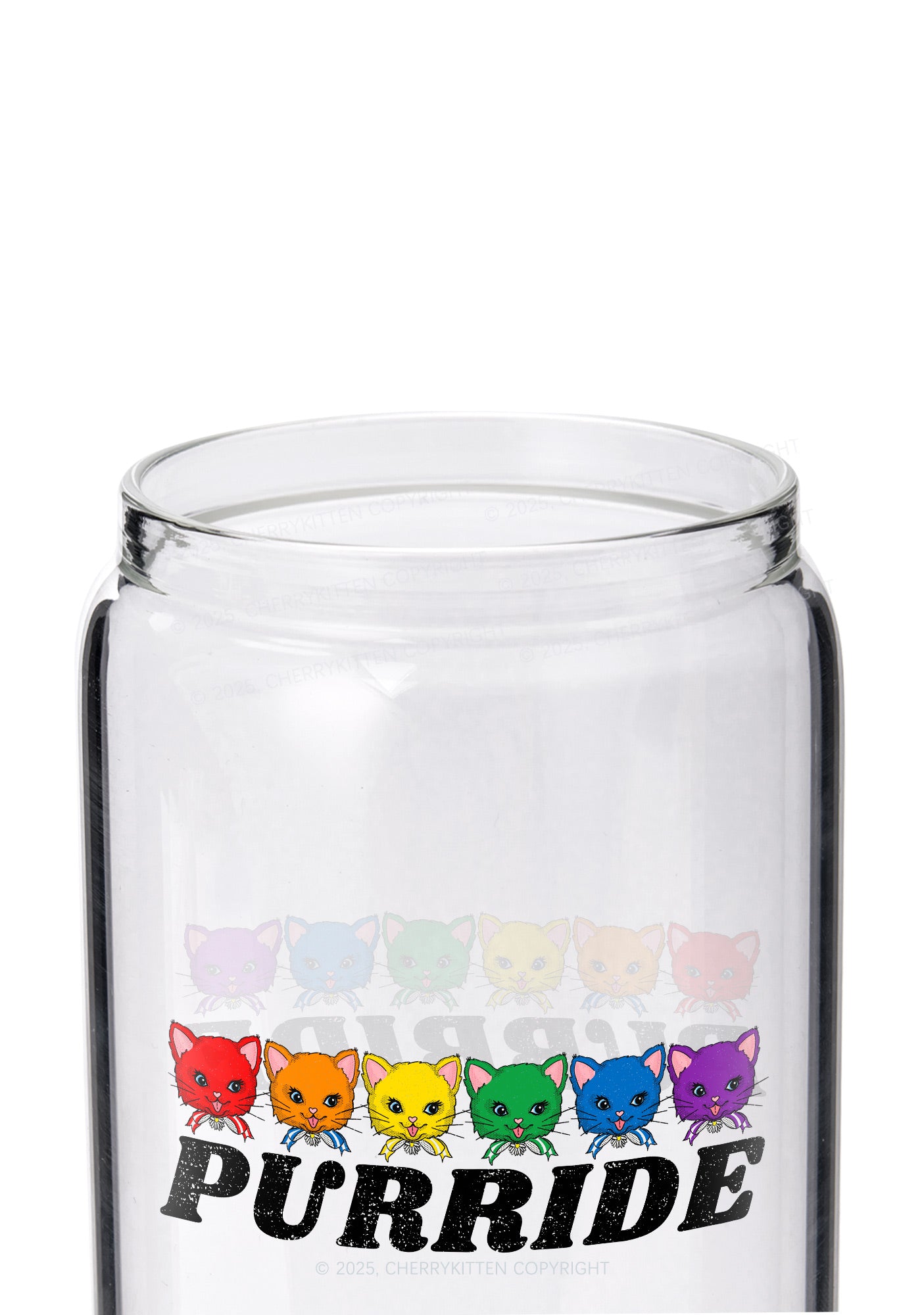 Purride Cat Pride Y2K Printed Glass Cup Cherrykitte