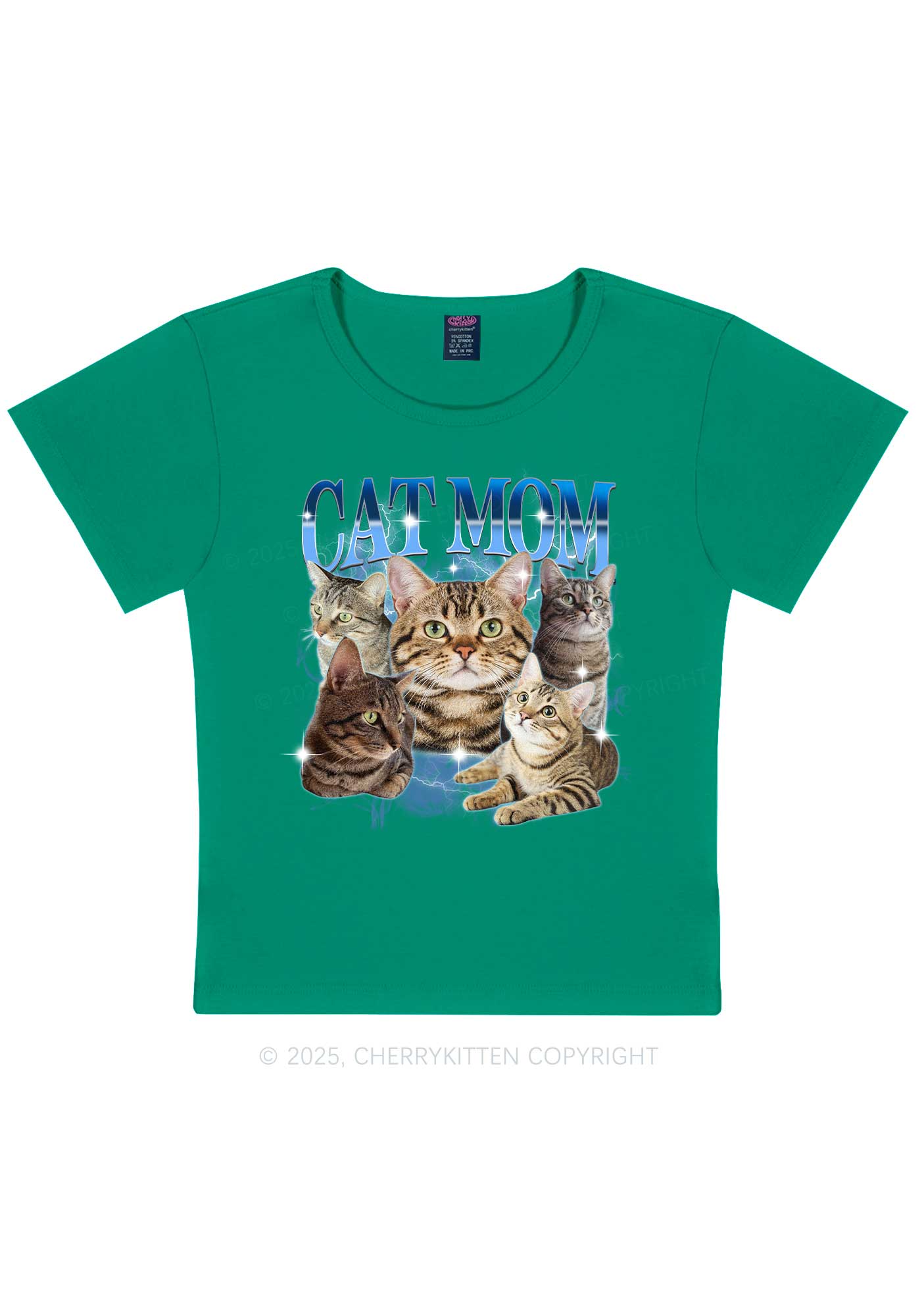 Custom Photo Cat Mom Y2K Baby Tee Cherrykitten