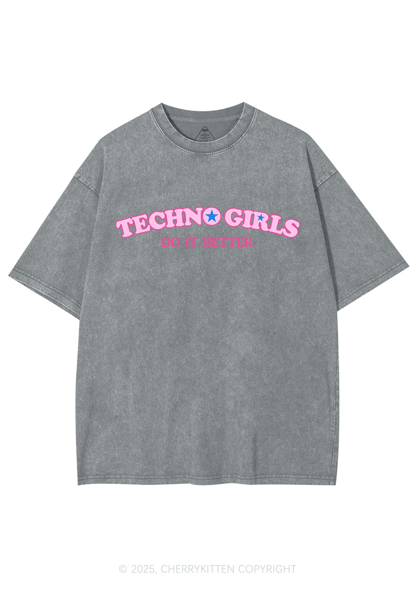 Techno Girl Do Better Y2K Shirts Washed Tee Cherrykitten