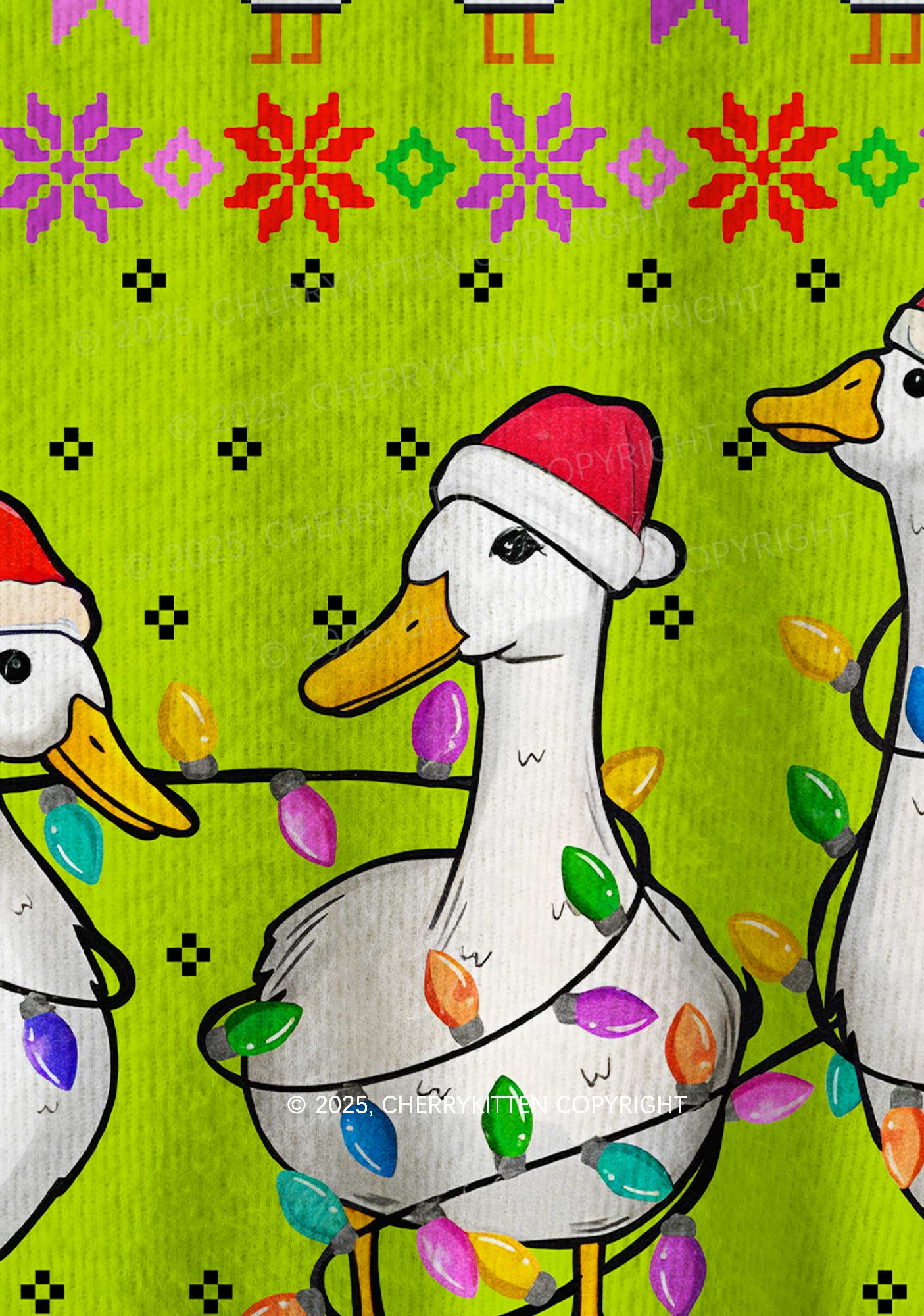 Santa Duck Y2K Christmas Knit Sweatshirt Cherrykitten