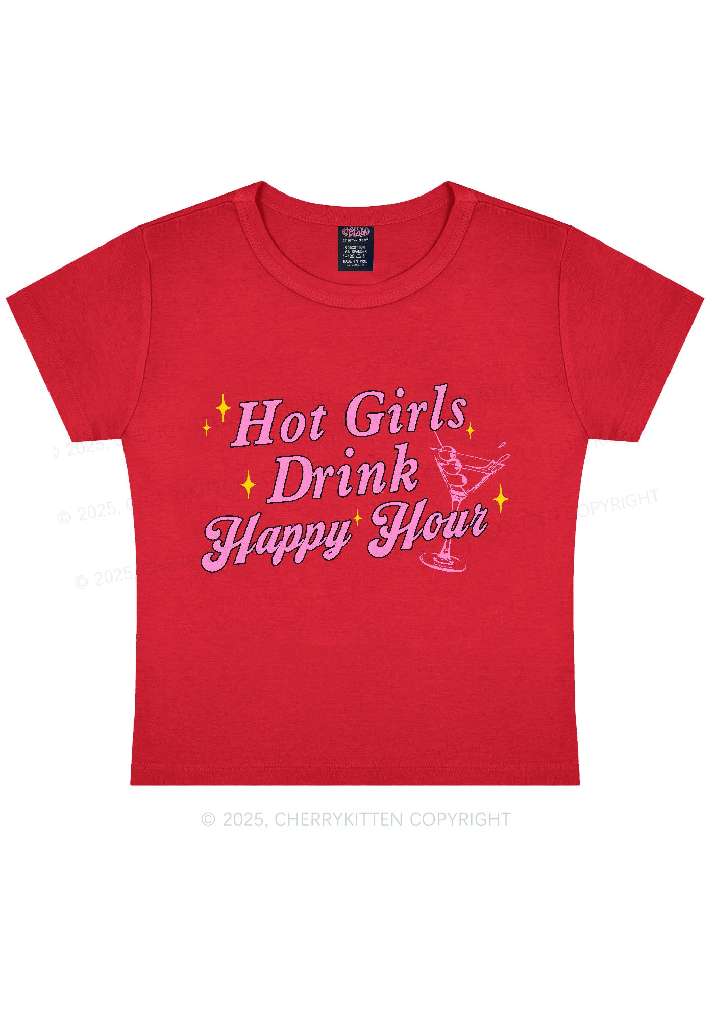 Hot Girls Drink Happy Hour Y2K Baby Tee Cherrykitten