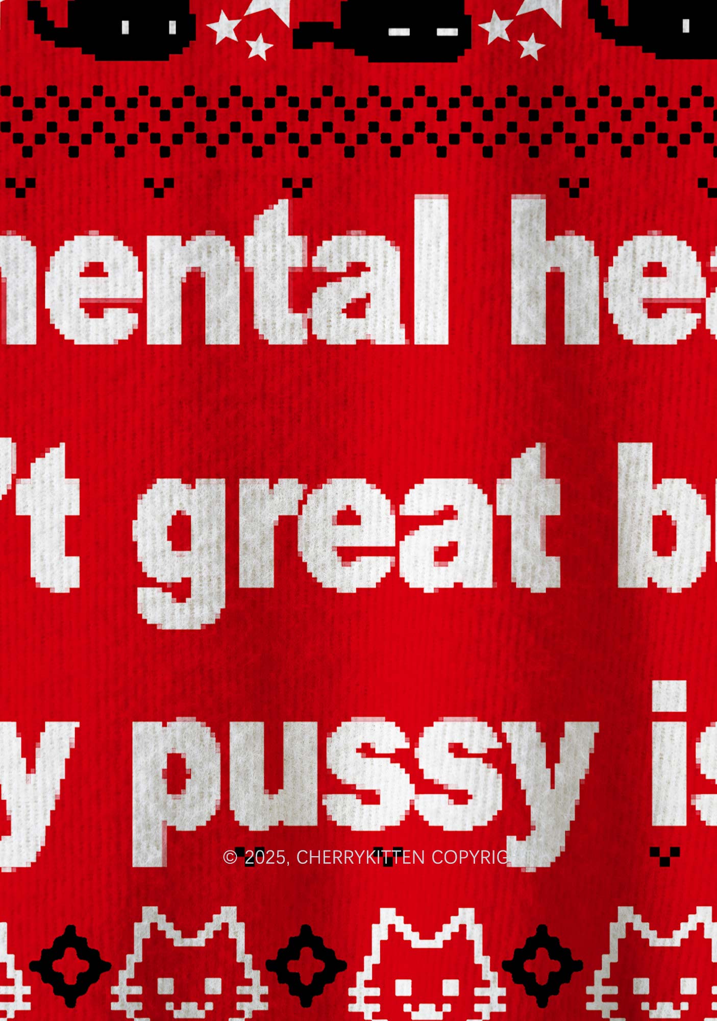 Great Mental Health Puxxy Y2K Christmas Knit Sweatshirt Cherrykitten