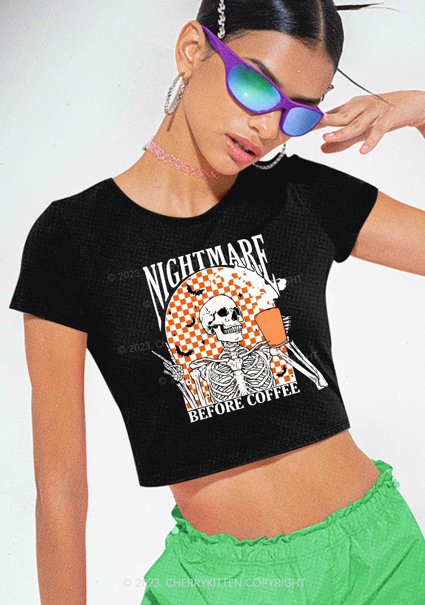 Halloween Nightmare Before Coffee Baby Tee Cherrykitten