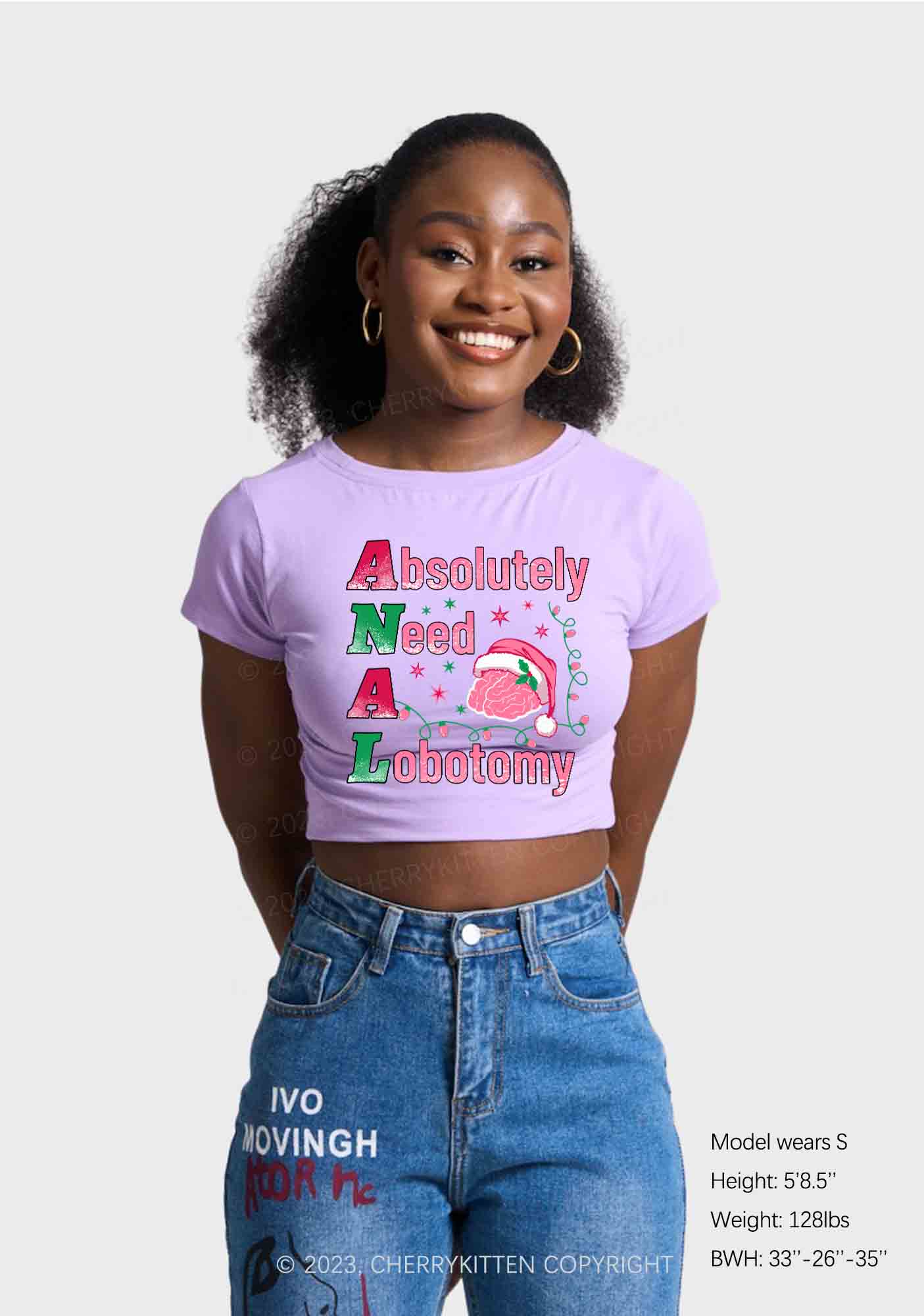 Absolutely Need A Lobotomy Christmas Y2K Baby Tee Cherrykitten