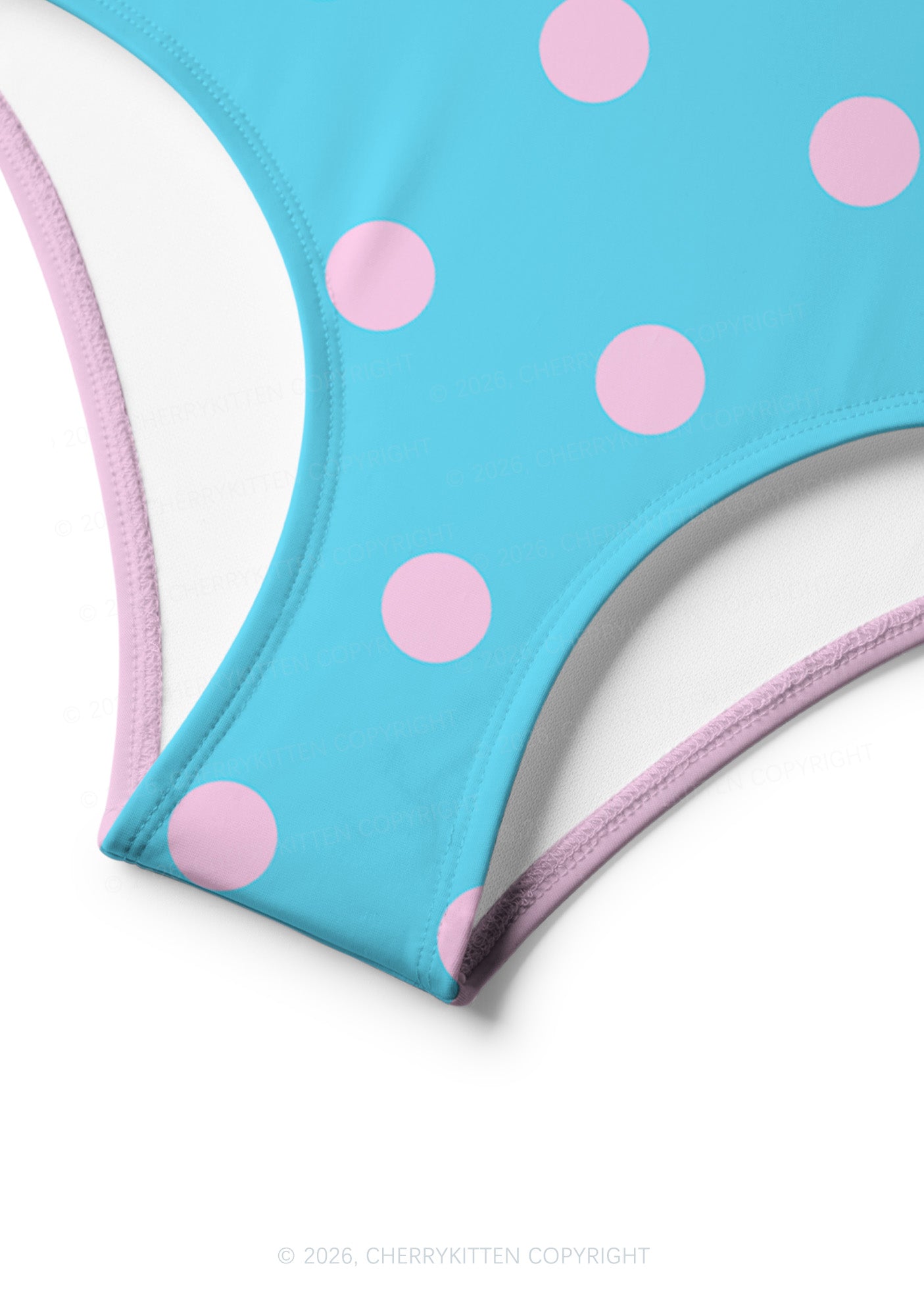 Blue And Pink Dots Y2K Print Bikini Set Cherrykitten