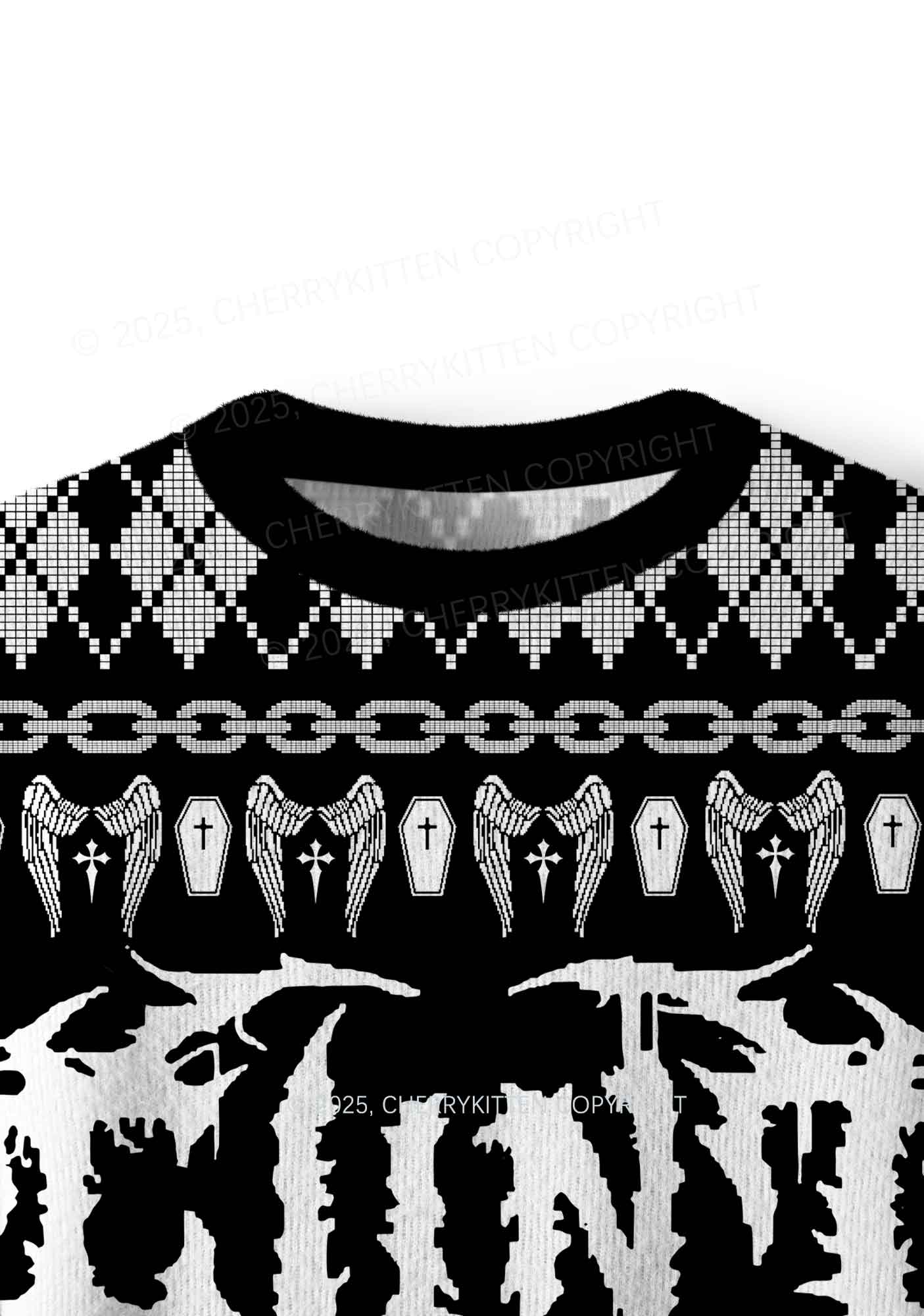 Black Punk Cxxt Y2K Christmas Knit Sweatshirt Cherrykitten