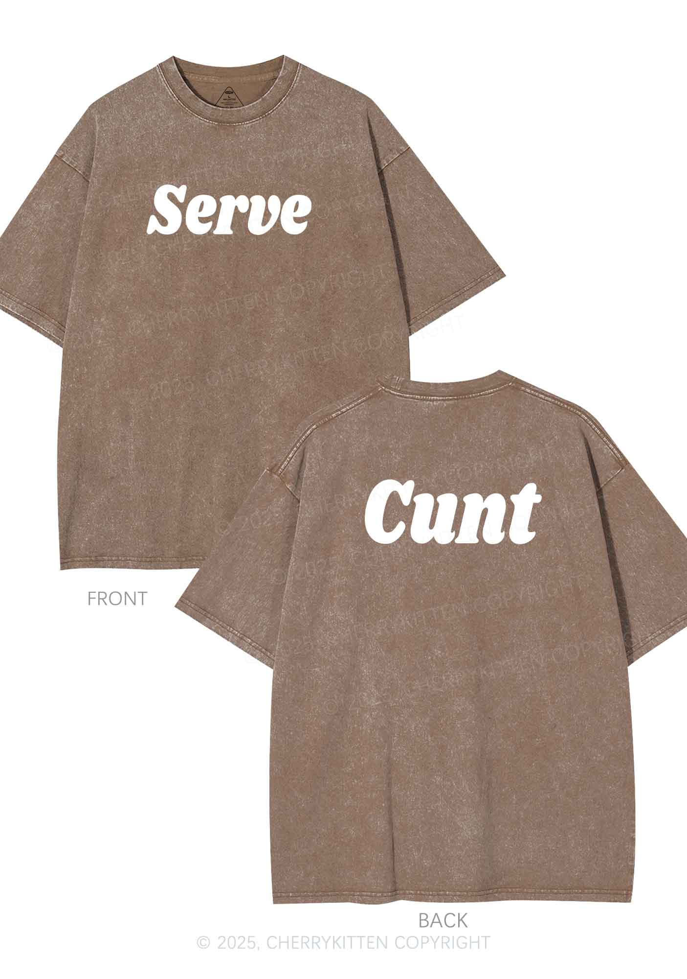 Serve Cxxt Two Sides Y2K Shirts Washed Tee Cherrykitten