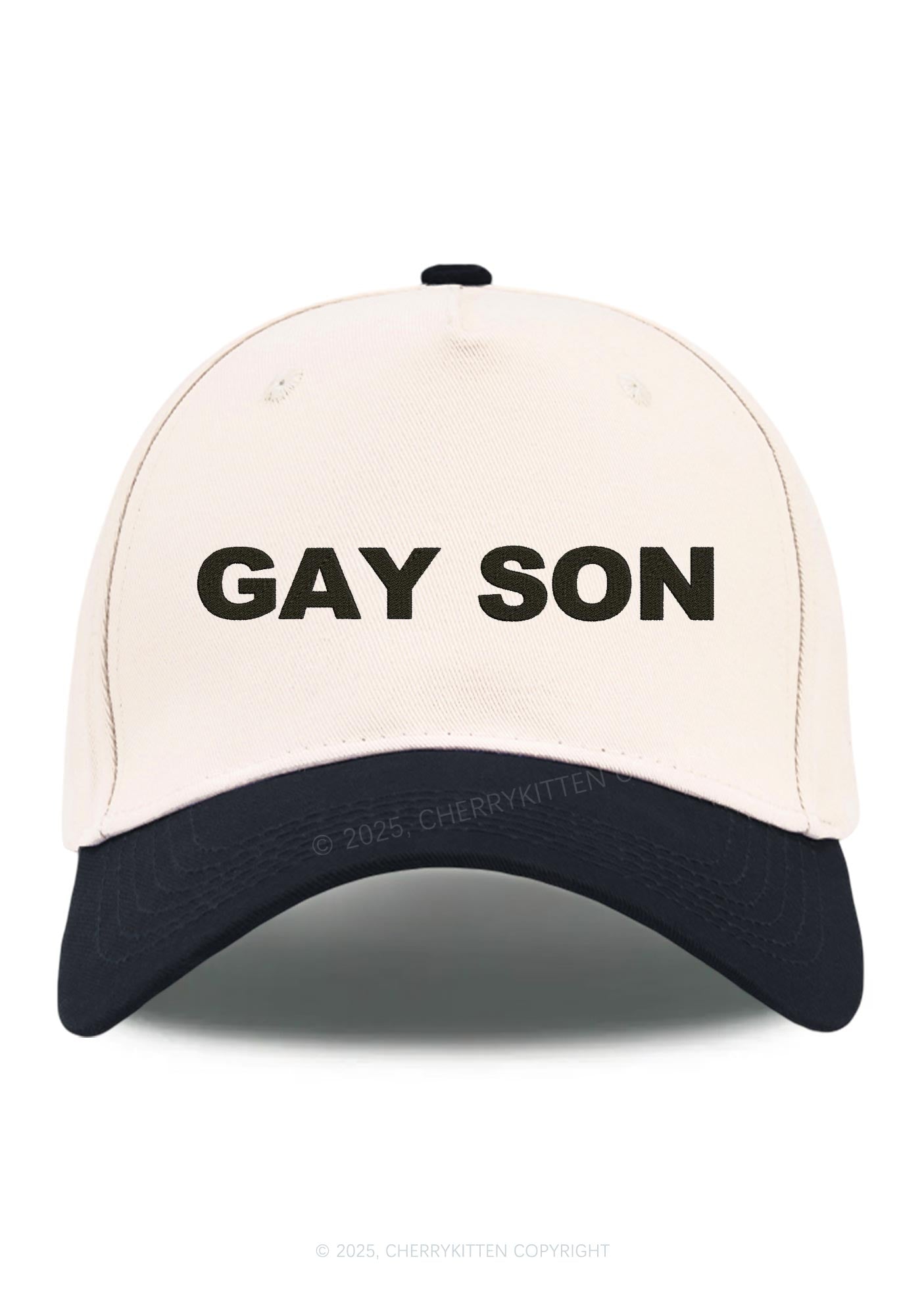 Embroidered Gay Son Pride Y2K Color Block Baseball Cap Cherrykitten