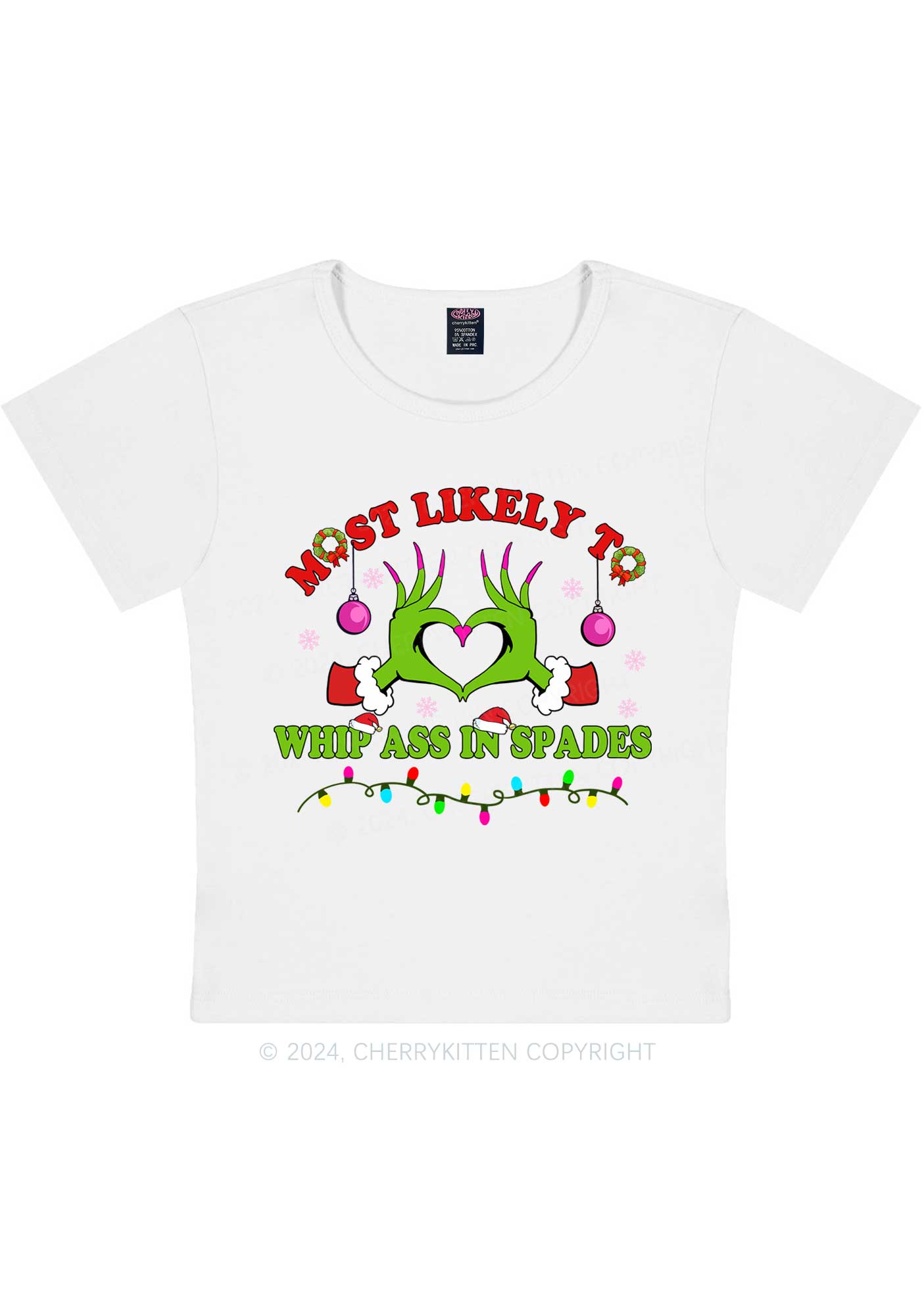 Christmas Most Likely To Custom Text Y2K Baby Tee Cherrykitten